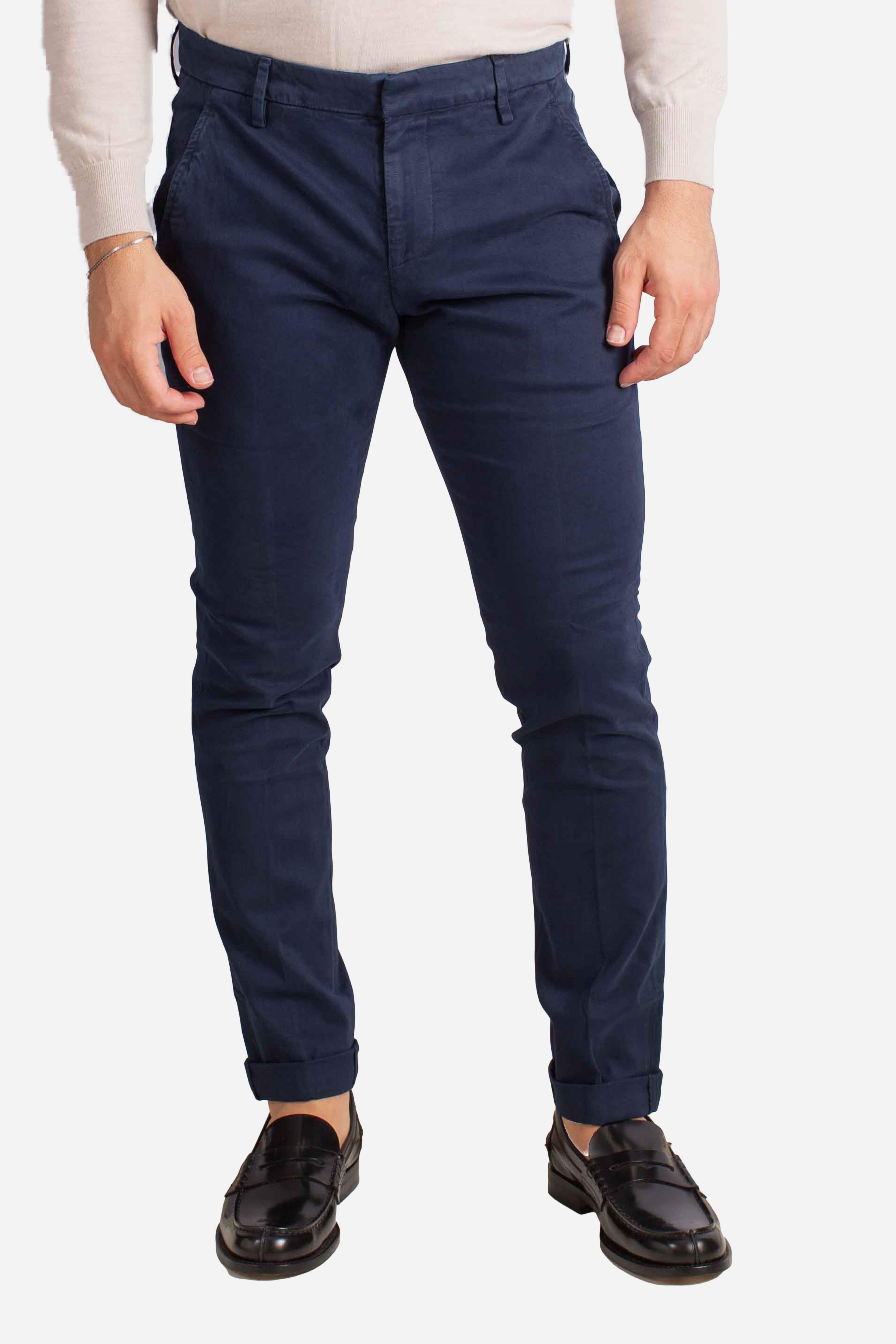 Pantaloni Slim Fit in Cotone Stretch blu navy UP235GSE043U890 DONDUP