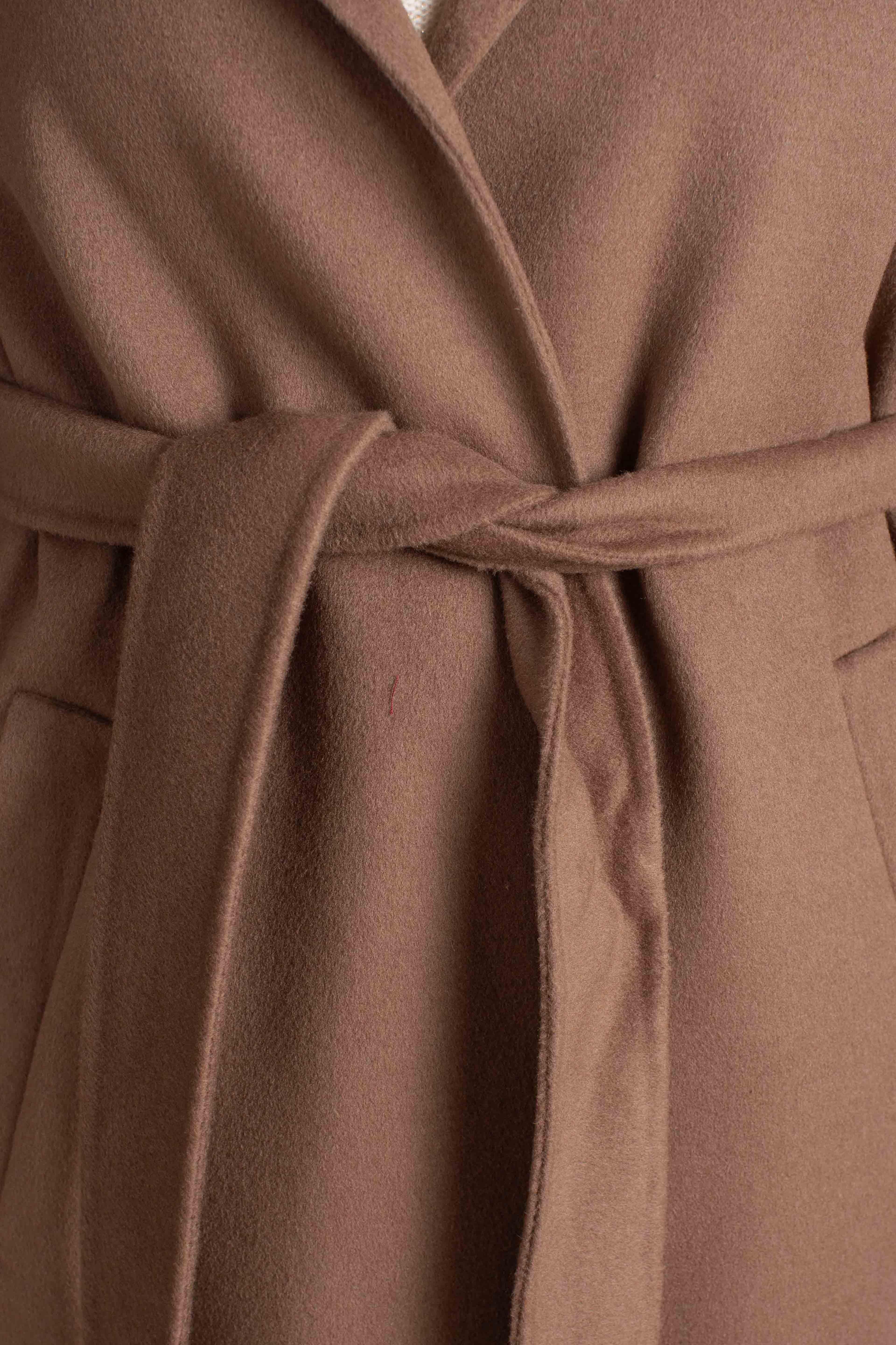 Cappotto lungo con cappuccio e cintura cammello K330Y006A1806 DIXIE