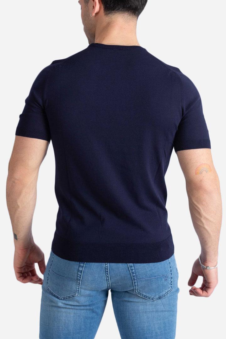Maglia girocollo in cotone extra-fine blu 4315420731598 GRAN SASSO