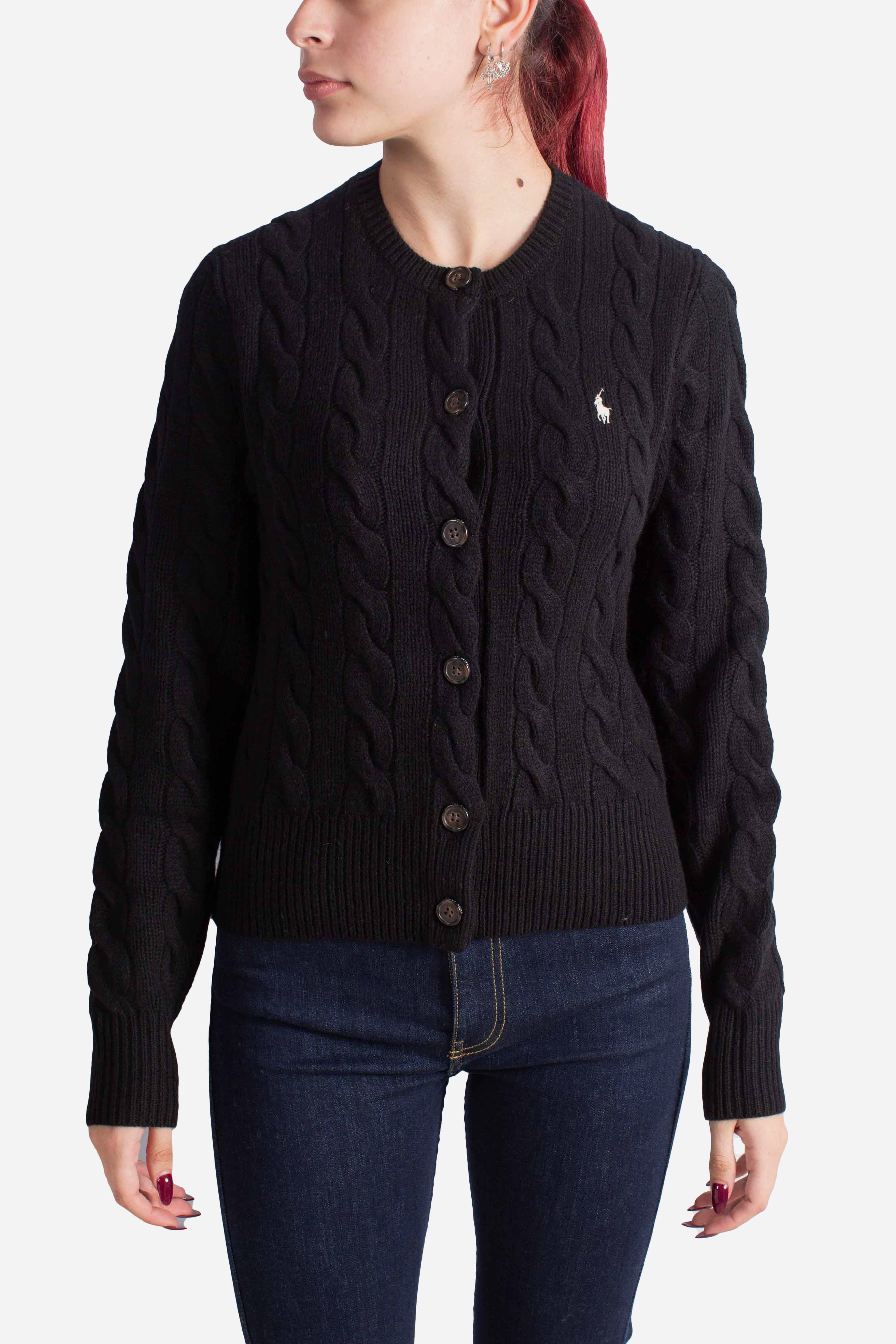 Cardigan a trecce in lana e cashmere black 211972104005 POLO RALPH LAUREN