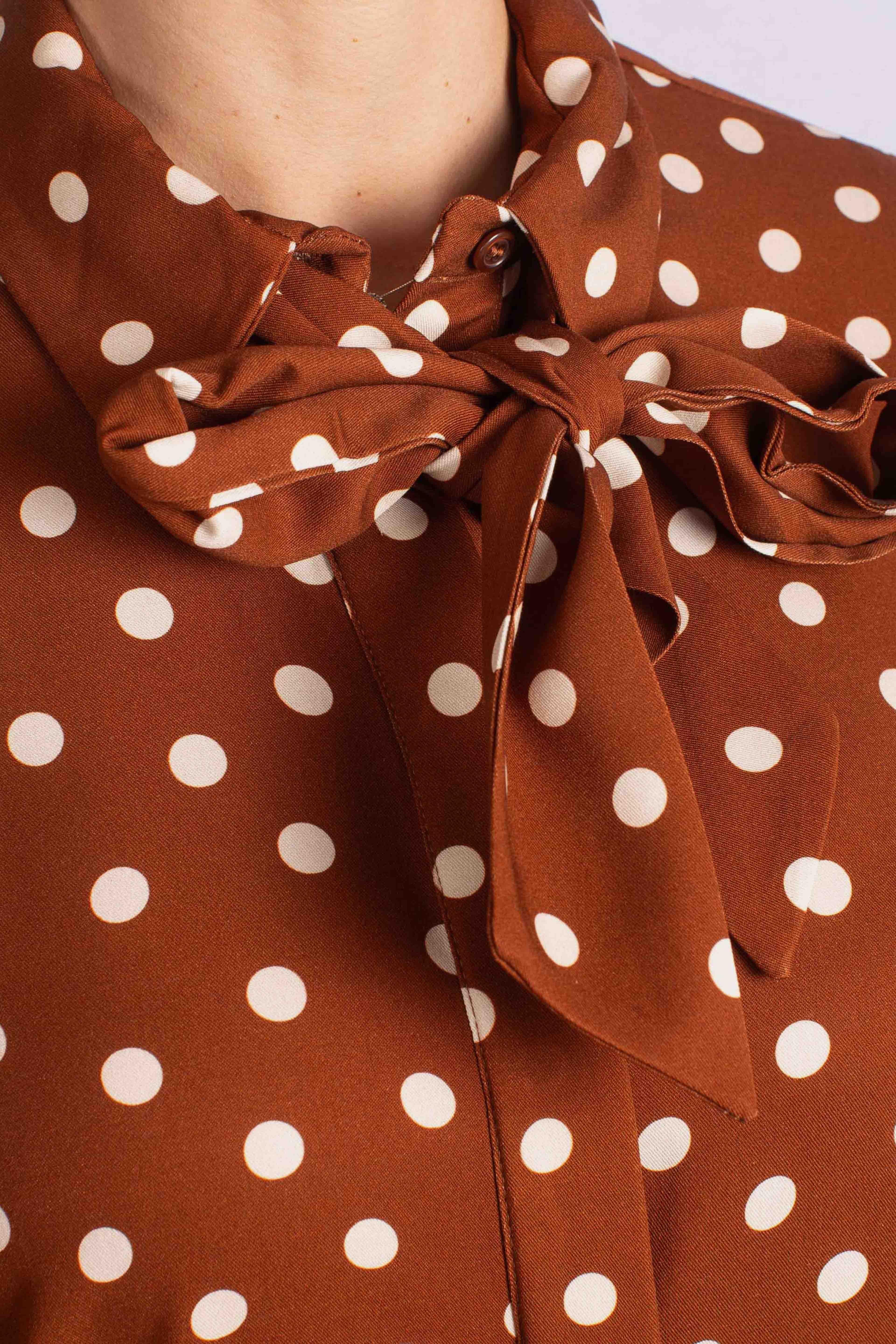 Camicia a pois con fiocco CFA4YDFA1811 DIXIE