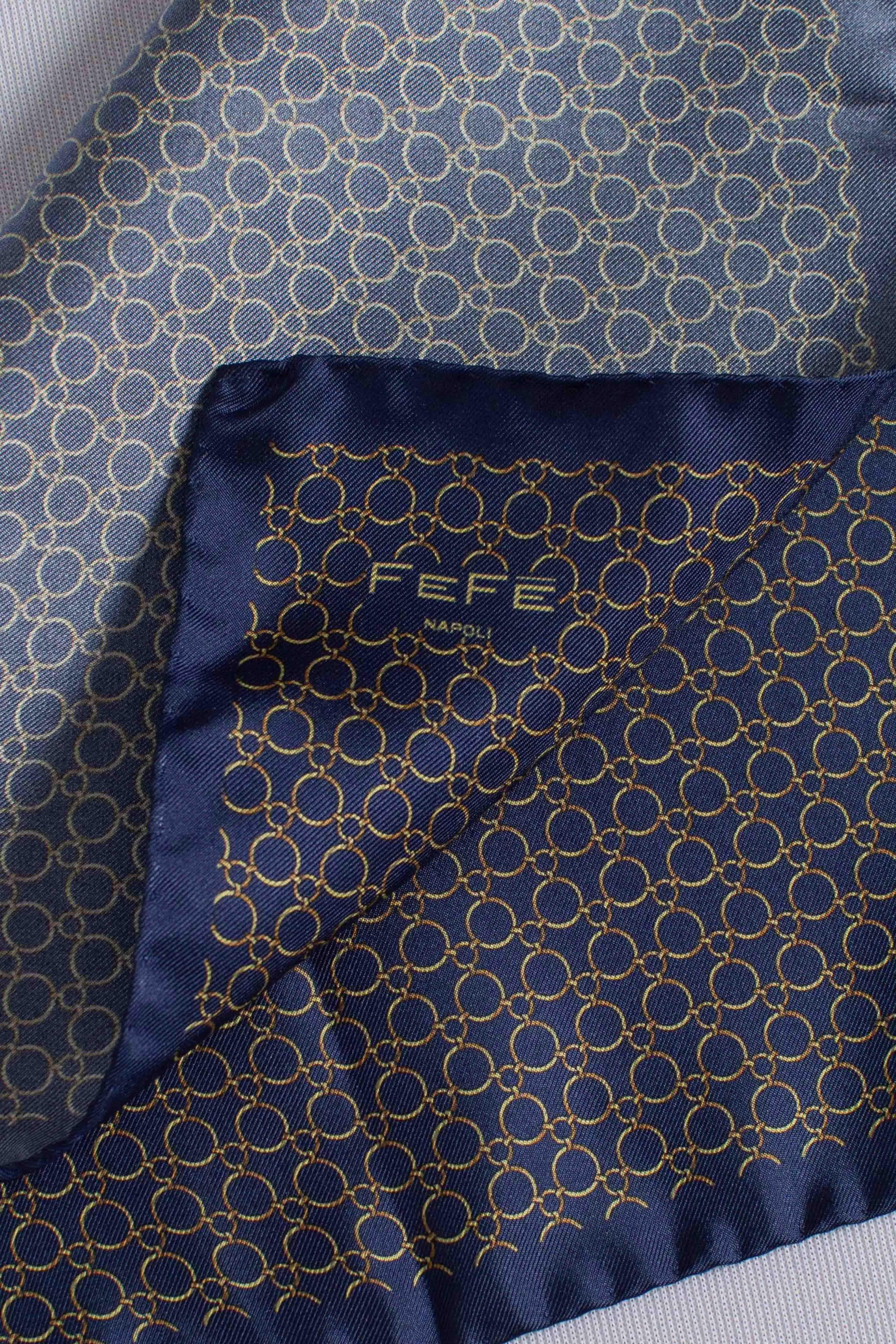 Pochette in seta stampa dandy catena oro blu SC19148100 FEFE'