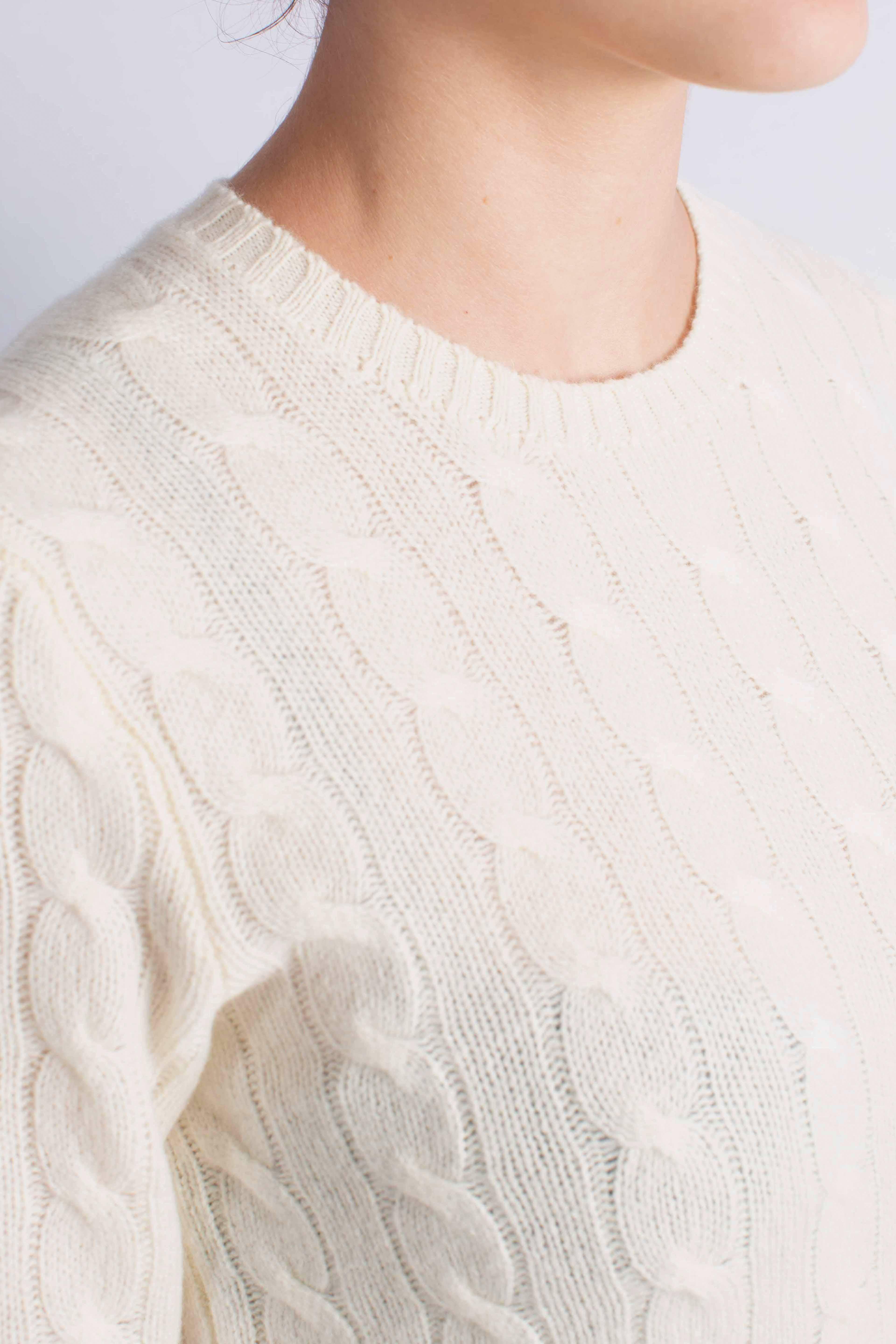 Girocollo in lana e cashmere a trecce white 211971865001 POLO RALPH LAUREN