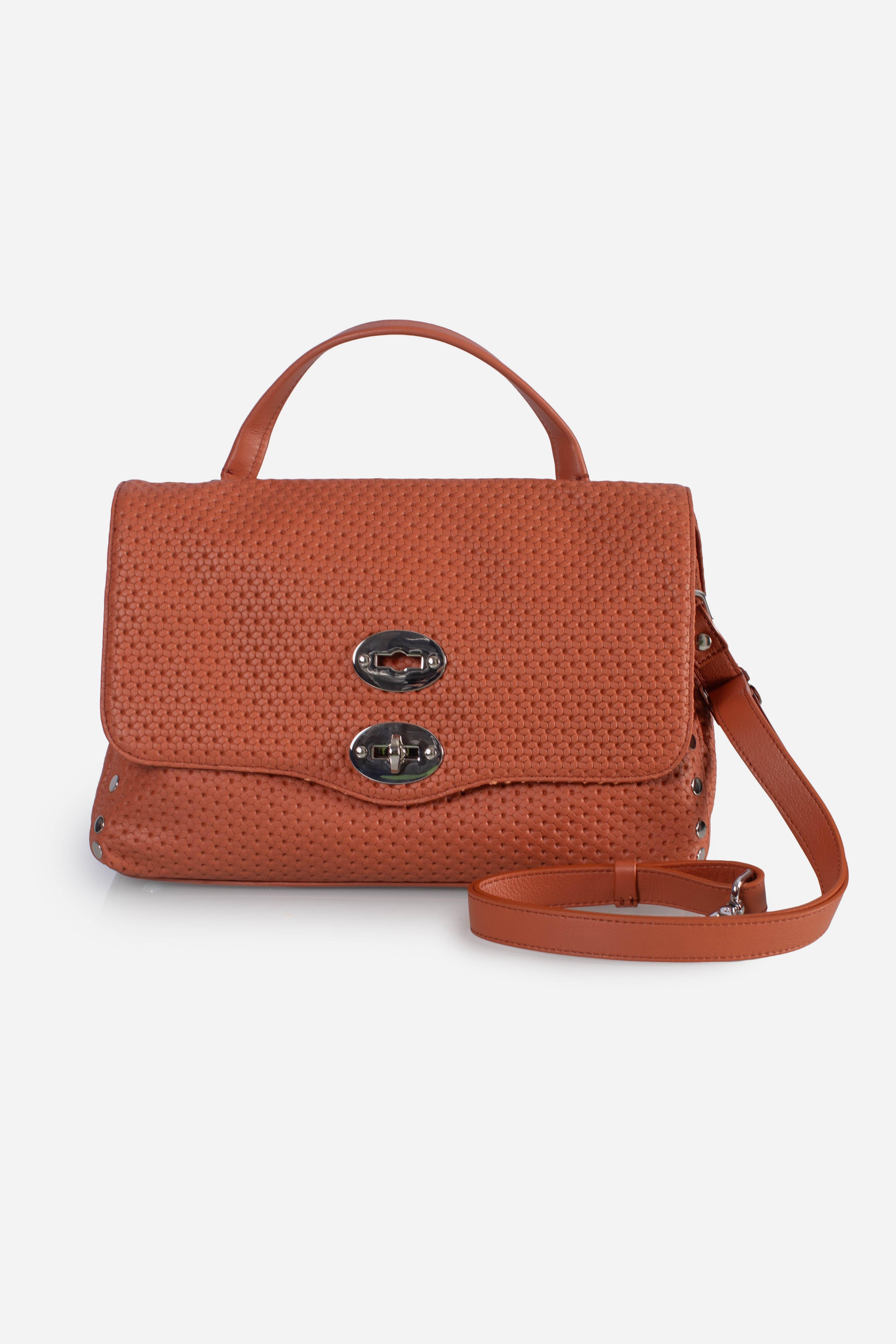 Borsa Postina S effetto intrecciato brown brandy 0680102190000SZ0203 ZANELLATO