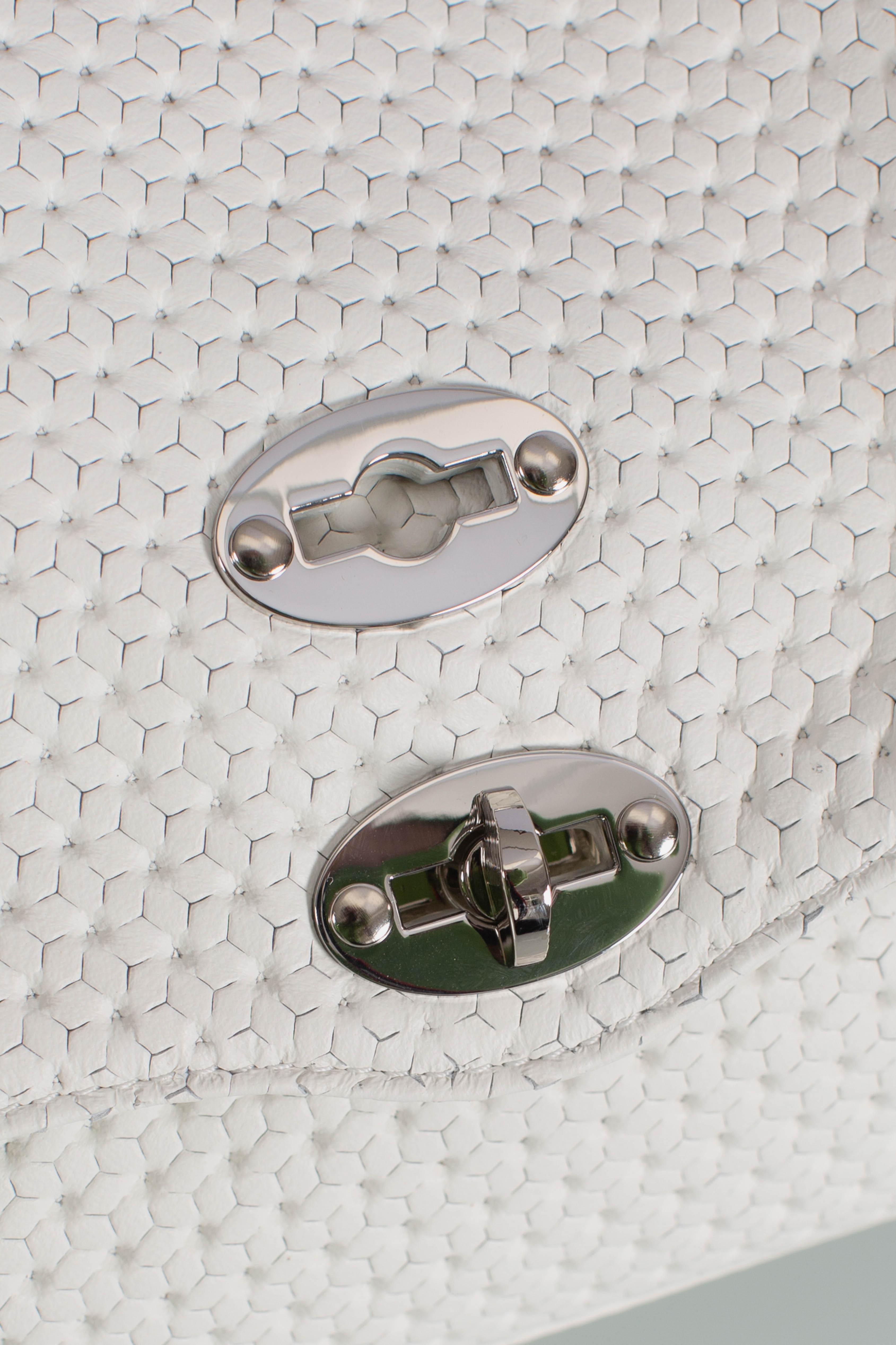 Borsa Postina Baby effetto intrecciato white cima 0680102190000BZ1170 ZANELLATO