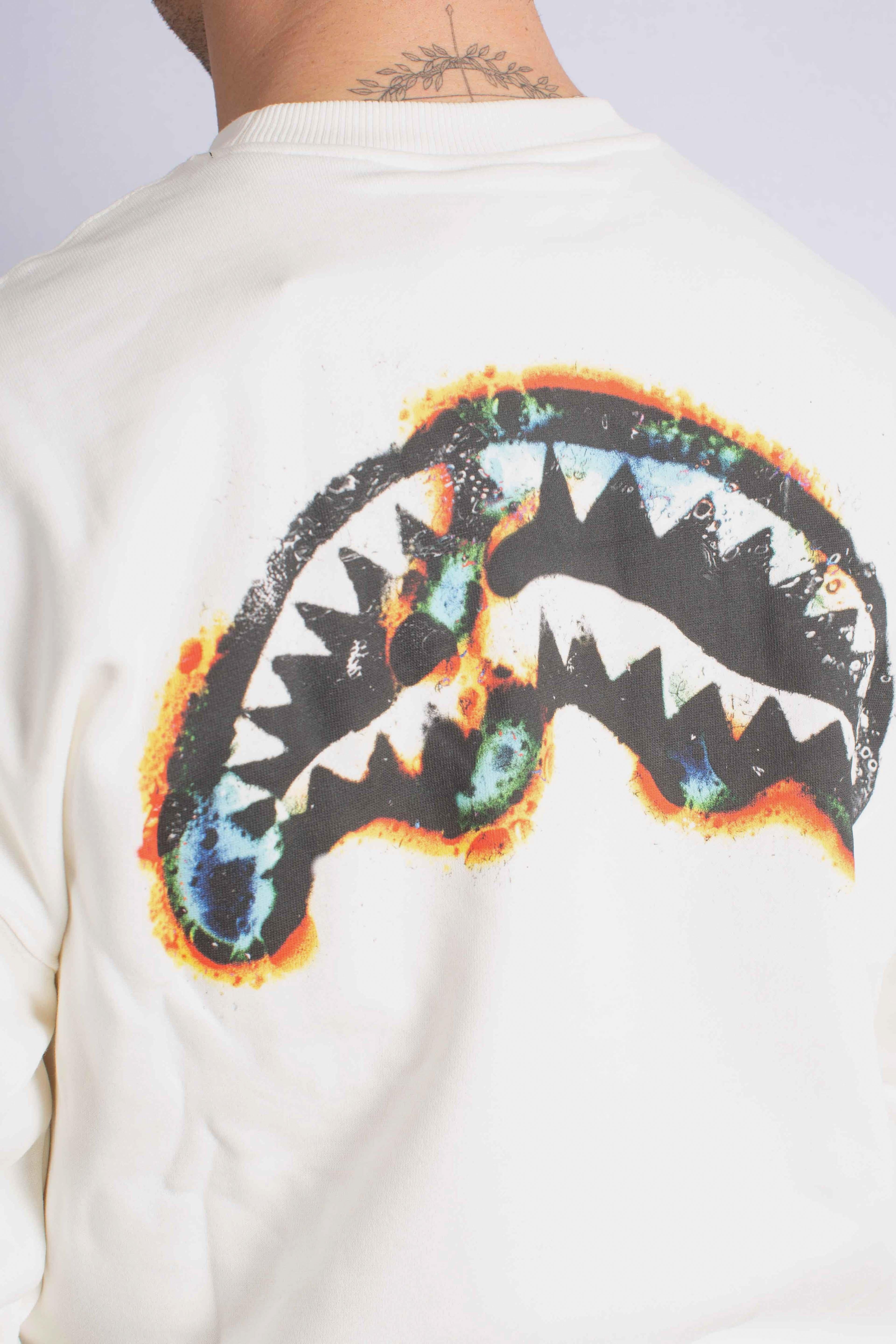 Felpa oxidized shark crewneck ivory SP792GIVOIVORY SPRAYGROUND