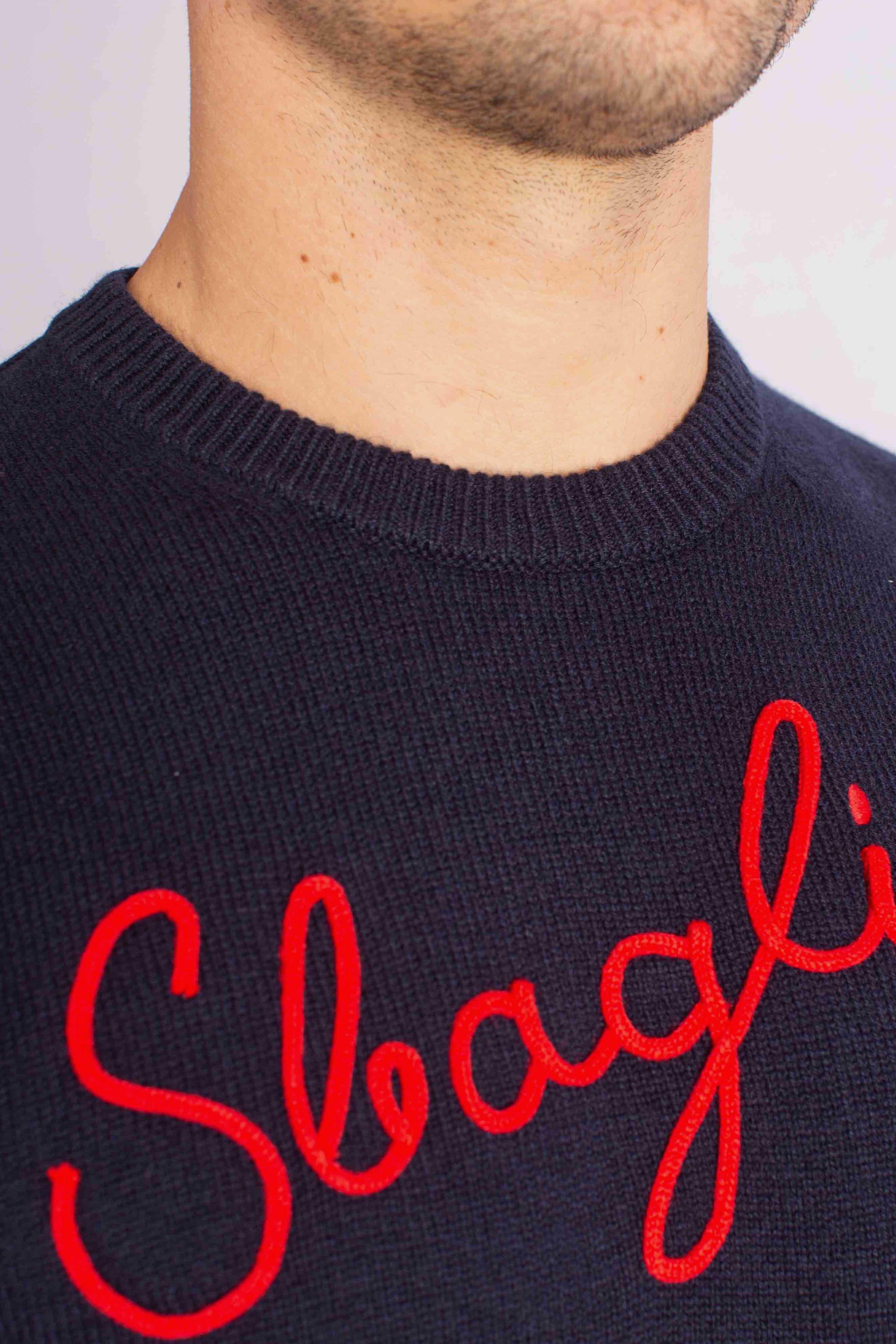 Maglia Uomo Girocollo "Sbagliato" in Lana Blu Navy HER000100322I MC2 SAINT BARTH