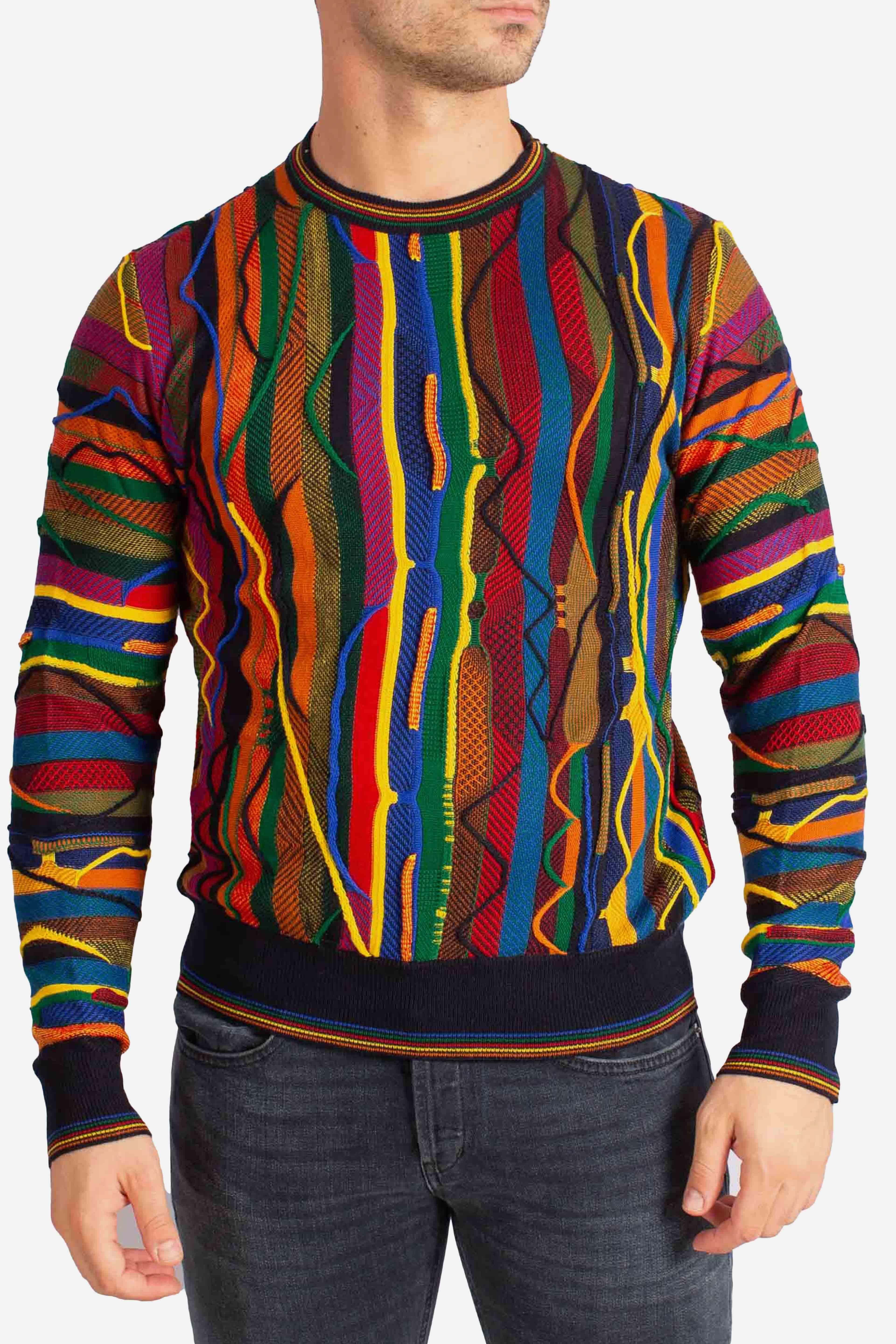 Maglia Uomo Multicolor a Righe Tridimensionali 32090910G0992 LORENZONI