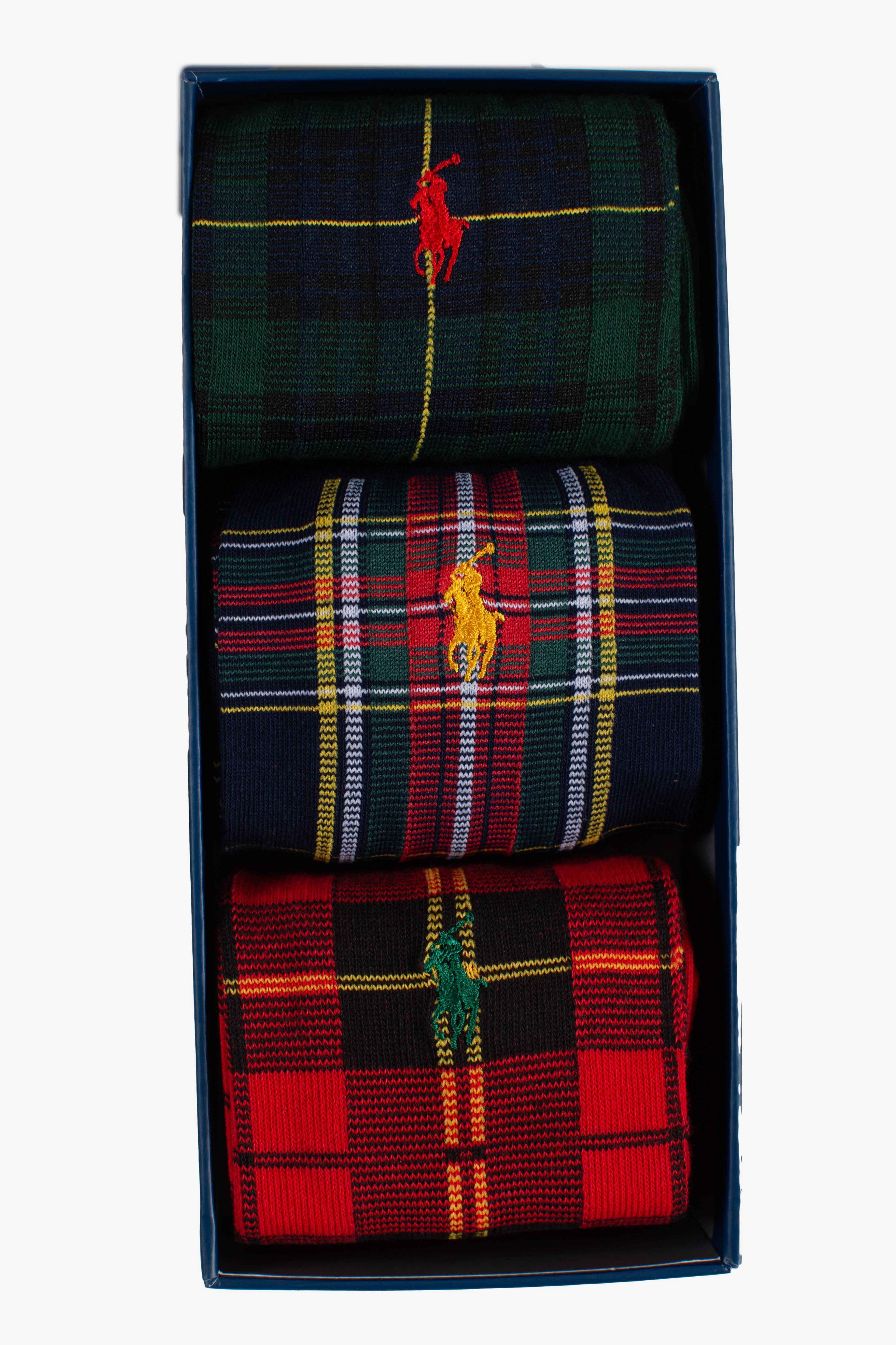 Set regalo 3 paia calze lunghe scozzesi tartan multicolor 449P04716001 POLO RALPH LAUREN