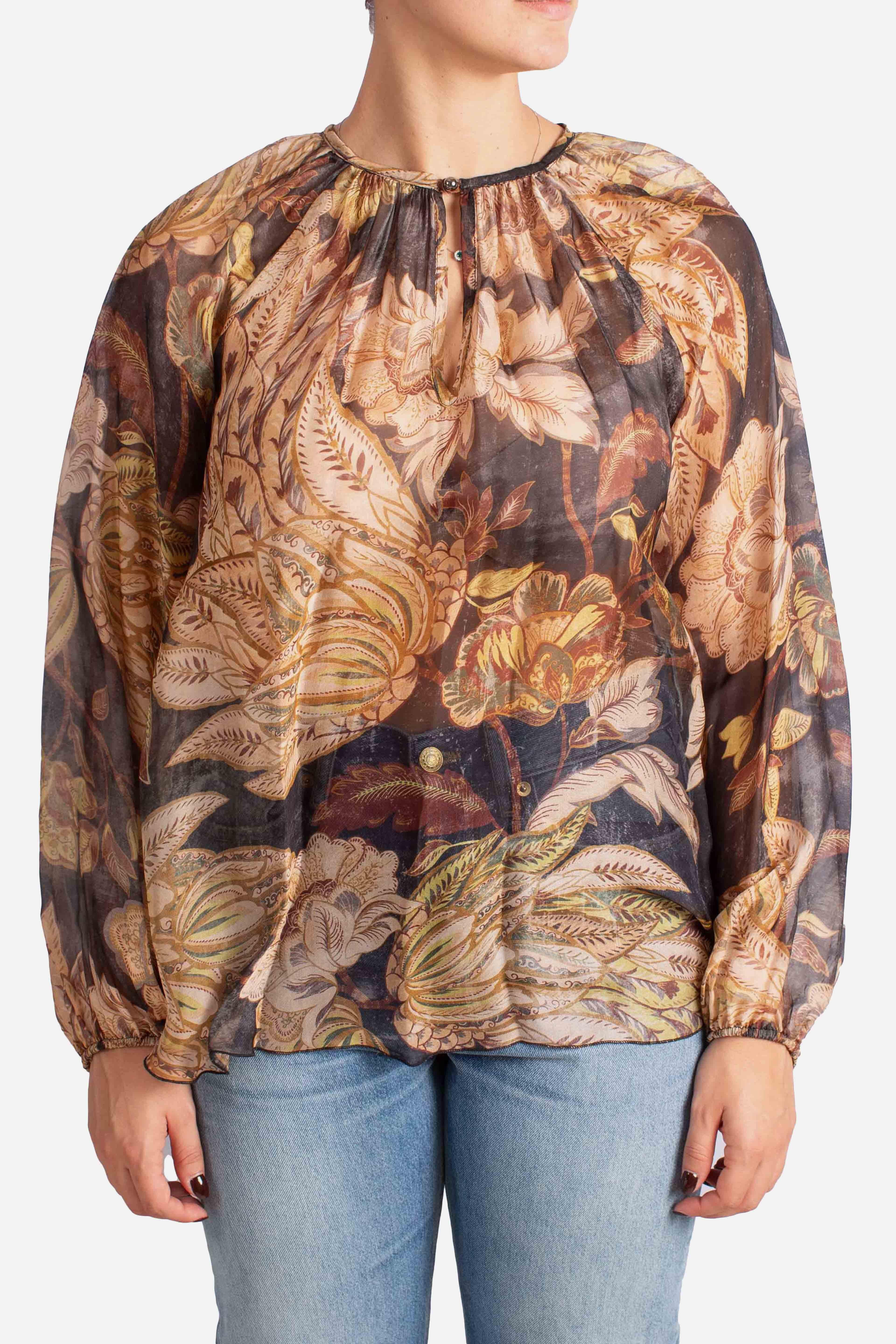 Blusa in Viscosa e Seta con Stampa Floreale C207Y012A3998 DIXIE