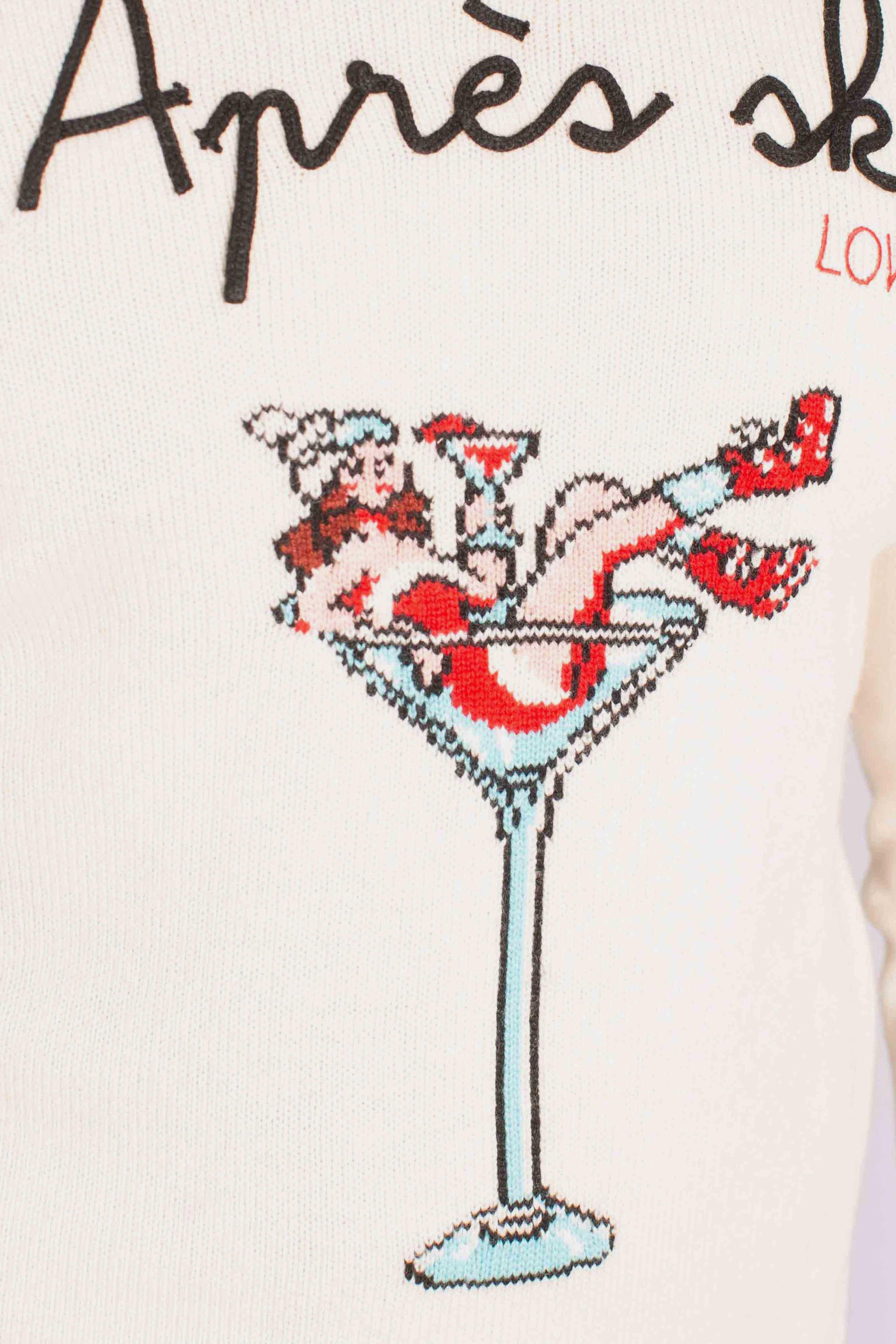 Maglia Uomo Girocollo "Après Ski Lover" in Lana Bianca QUE0010038981I MC2 SAINT BARTH