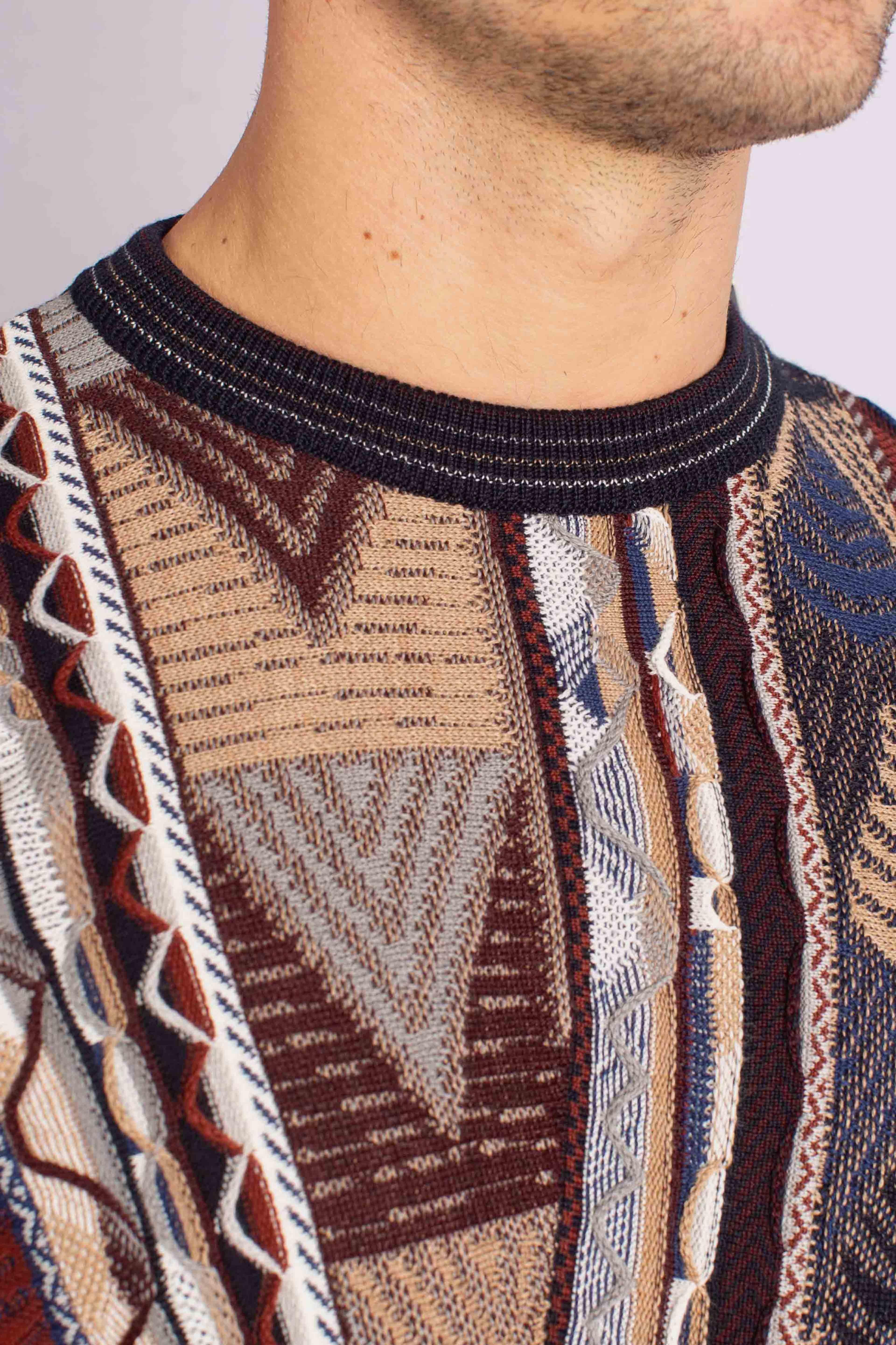 Maglia Uomo Multicolor Geometrica brown 32091710G0731 LORENZONI