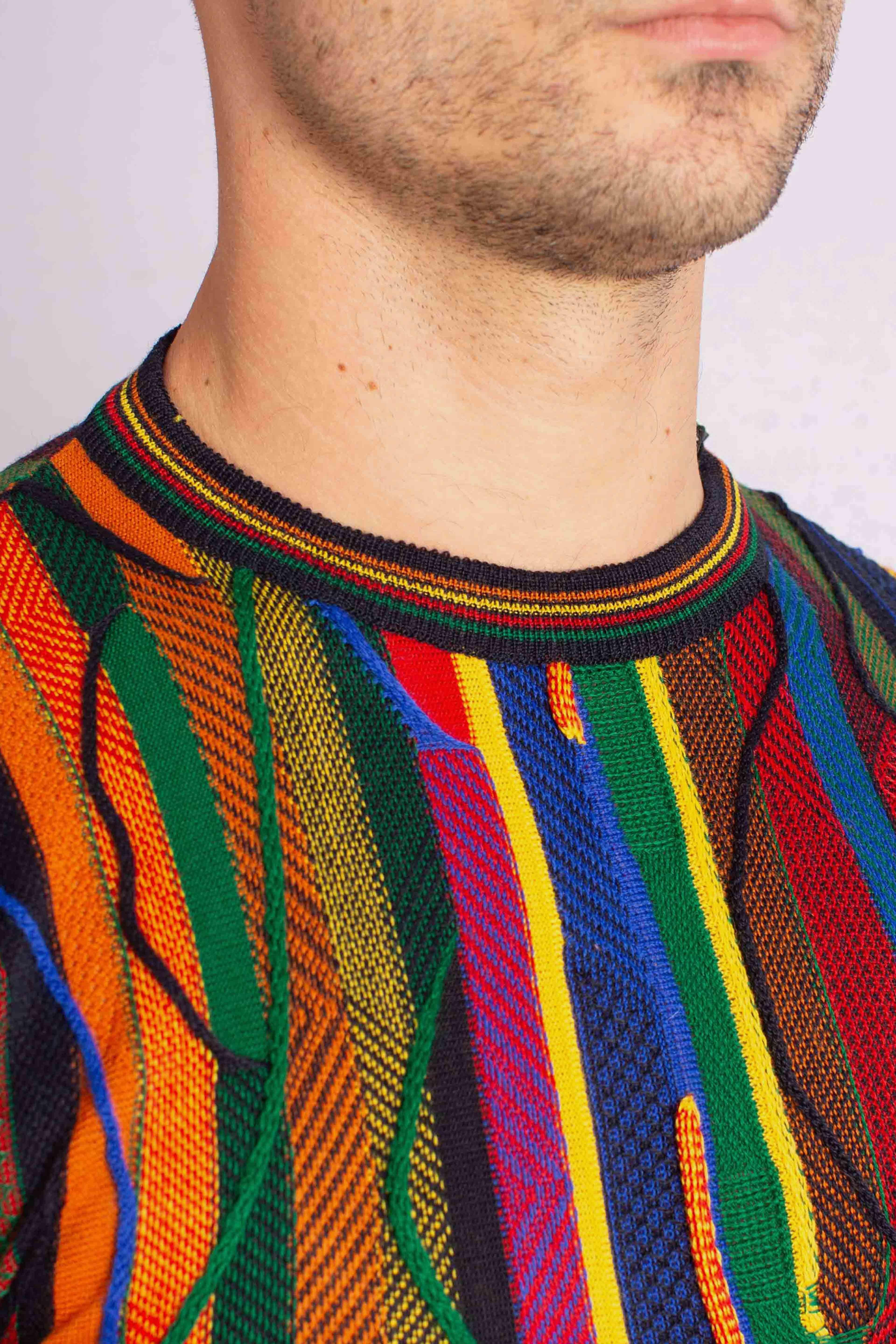 Maglia Uomo Multicolor a Righe Tridimensionali 32090910G0992 LORENZONI