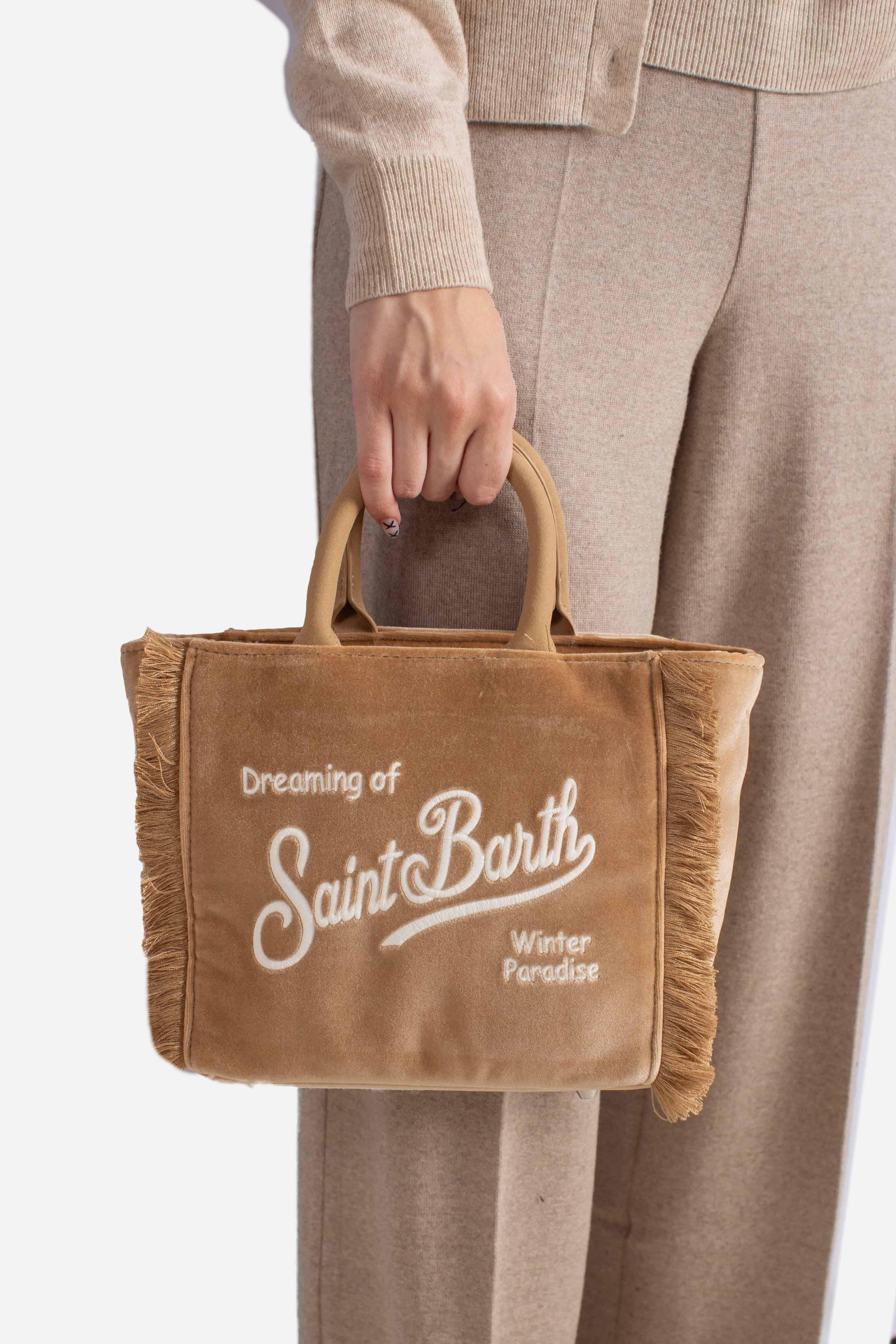 Borsa Vanity mini velvet Dreaming of Saint Barth Winter Paradise beige VAMI02700296I MC2 SAINT BARTH