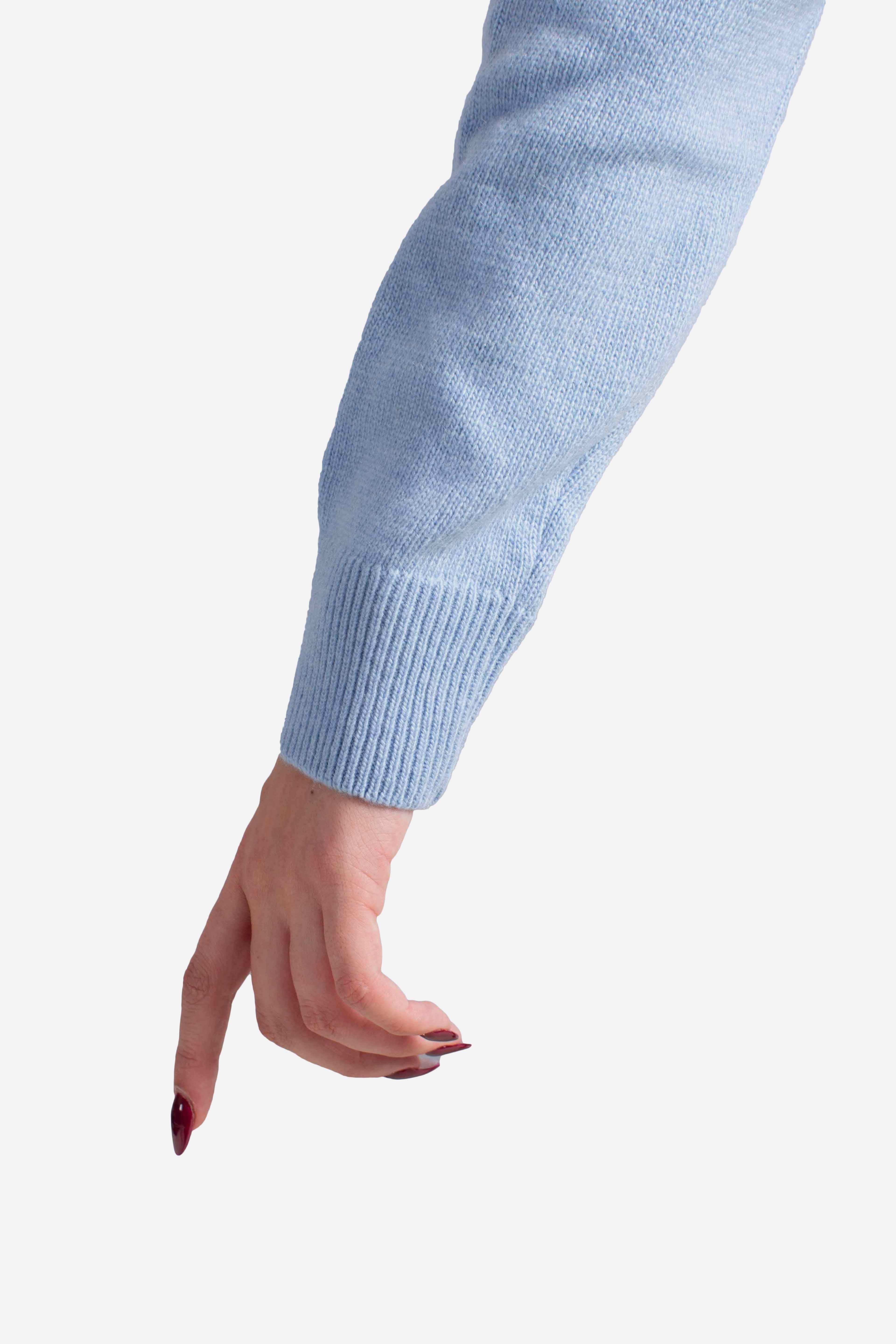 Maglione azzurro New Queen in misto cashmere con ricamo Io che amo solo tequila QUE001000586I MC2 SAINT BARTH