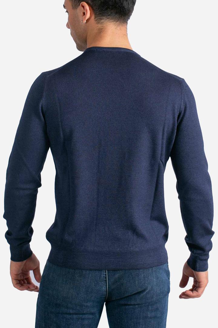Maglia Girocollo in Lana Merino Extrafine blu avio 5516722792905 GRAN SASSO