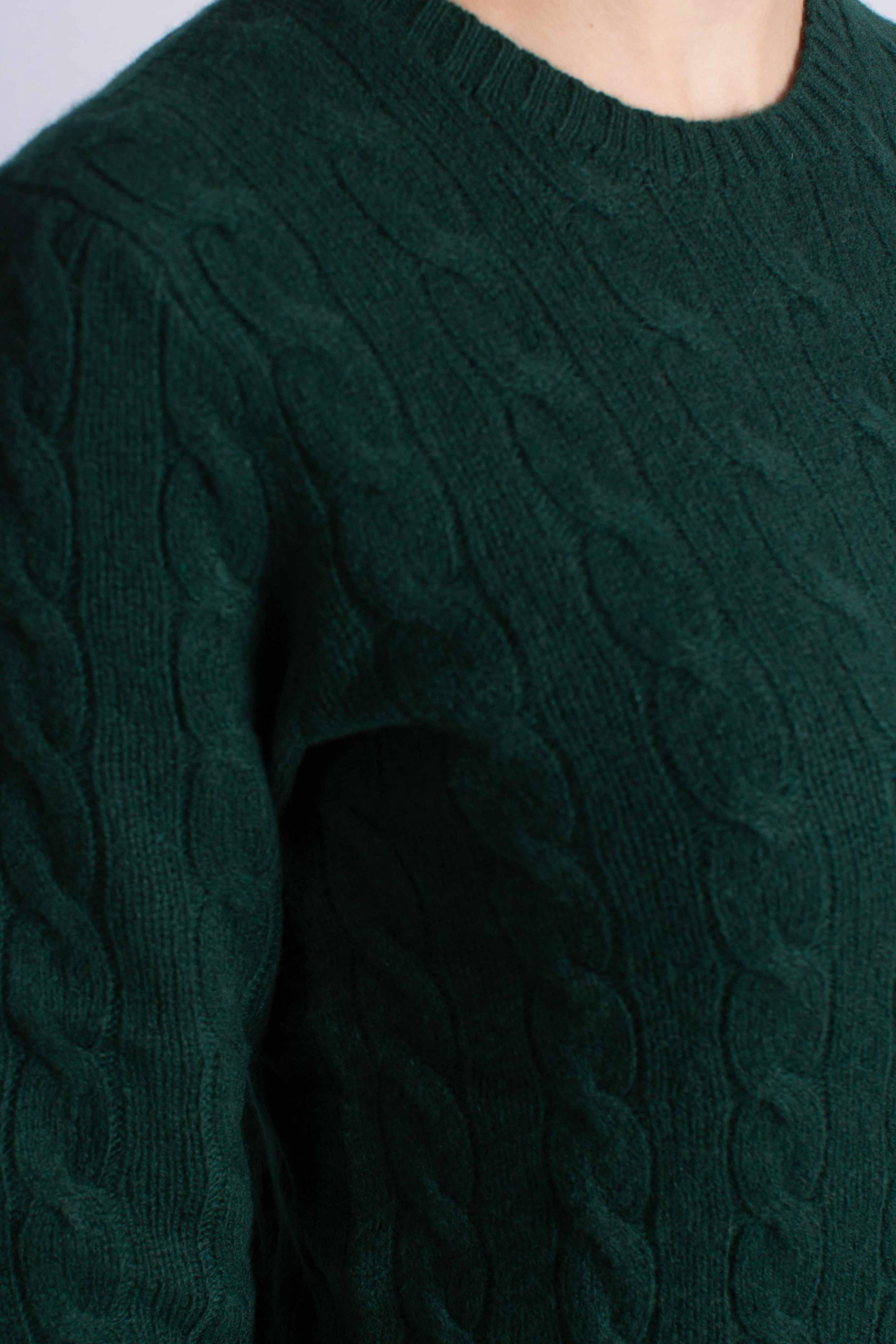 Girocollo in lana e cashmere a trecce green 211971865009 POLO RALPH LAUREN