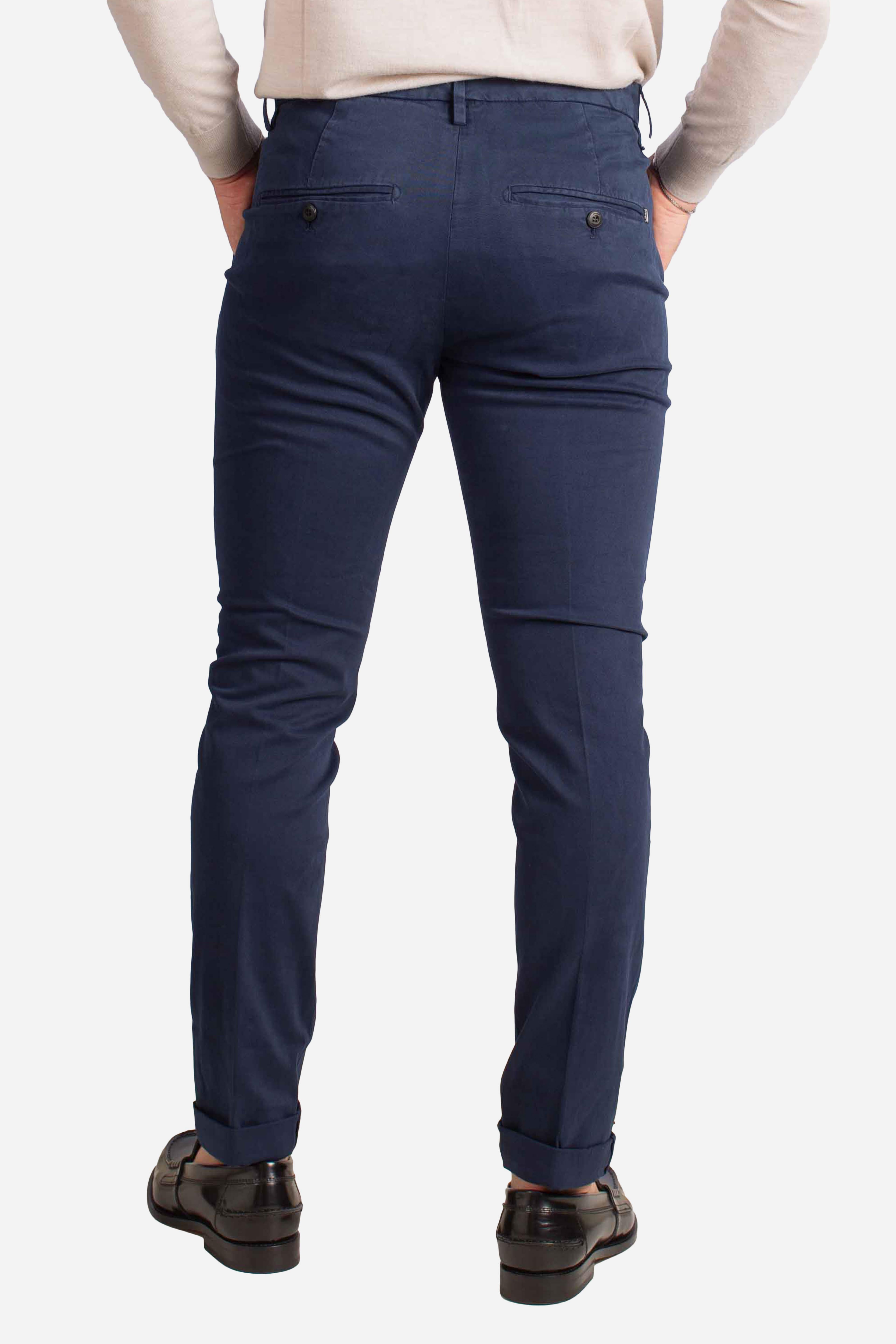 Pantaloni Slim Fit in Cotone Stretch blu navy UP235GSE043U890 DONDUP