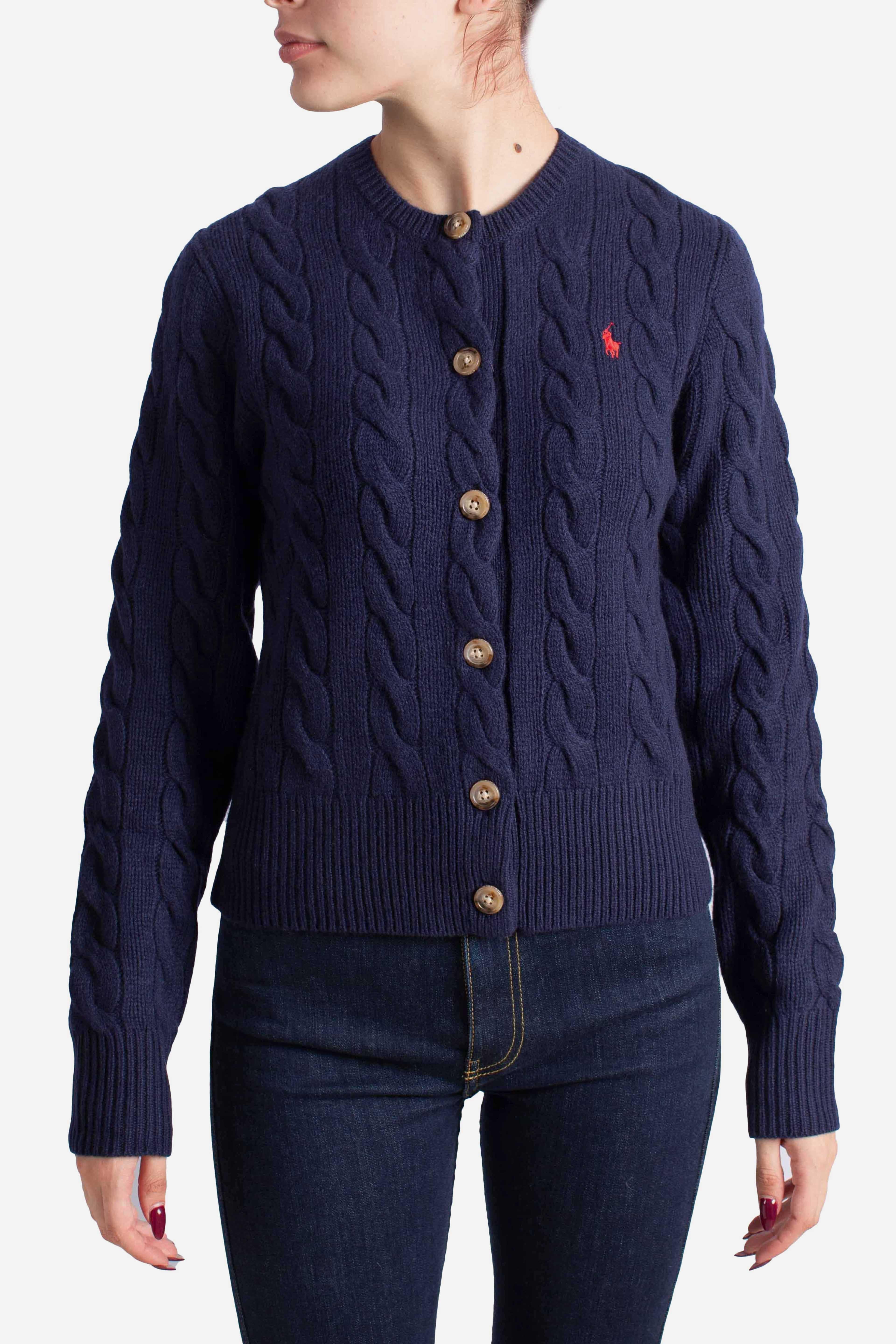 Cardigan a trecce in lana e cashmere blue 211972104004 POLO RALPH LAUREN