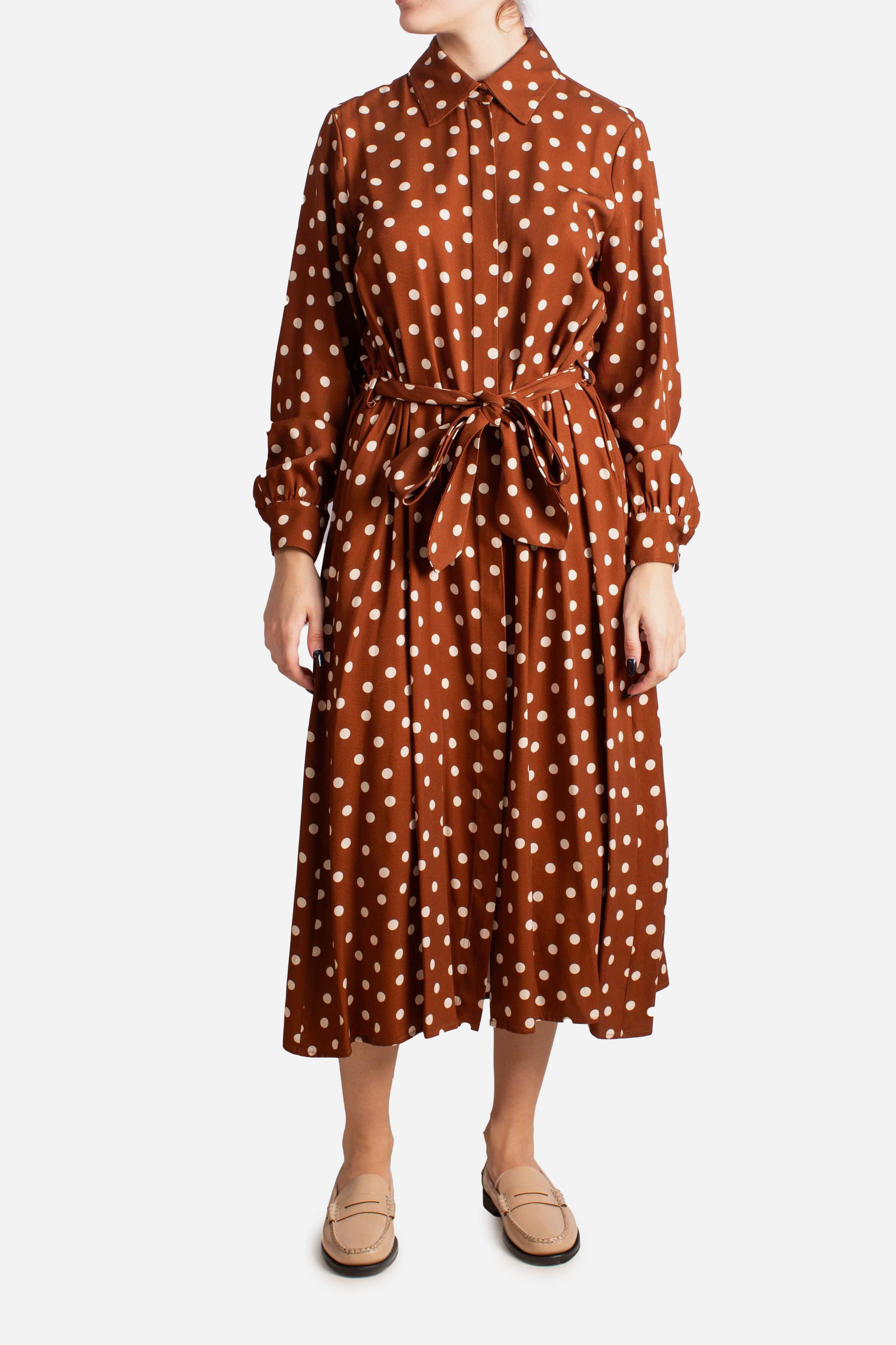 Abito midi a pois con cintura ALQHYDFA1811 DIXIE