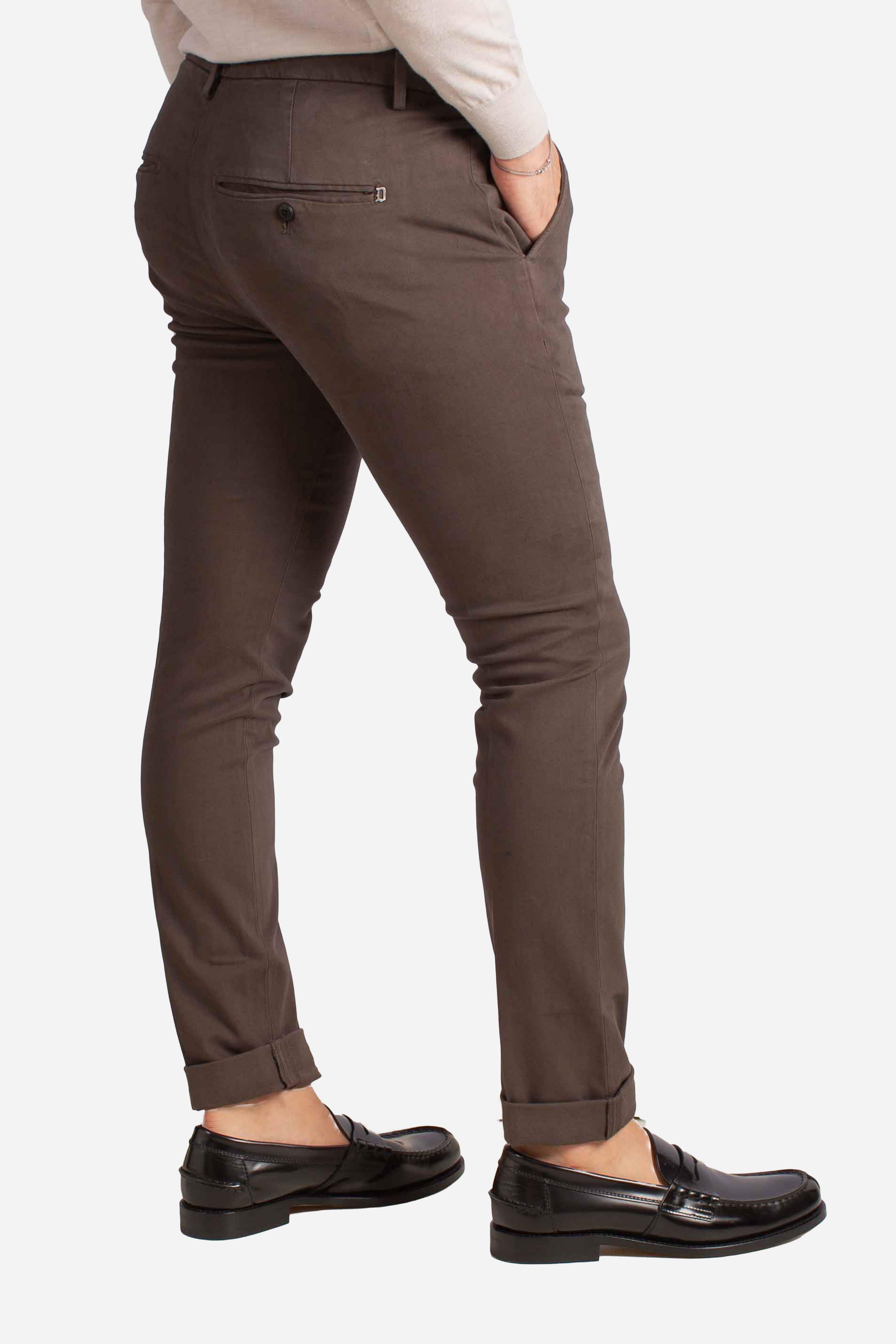 Pantaloni Slim Fit in Cotone Stretch moro UP235RSE032U671 DONDUP