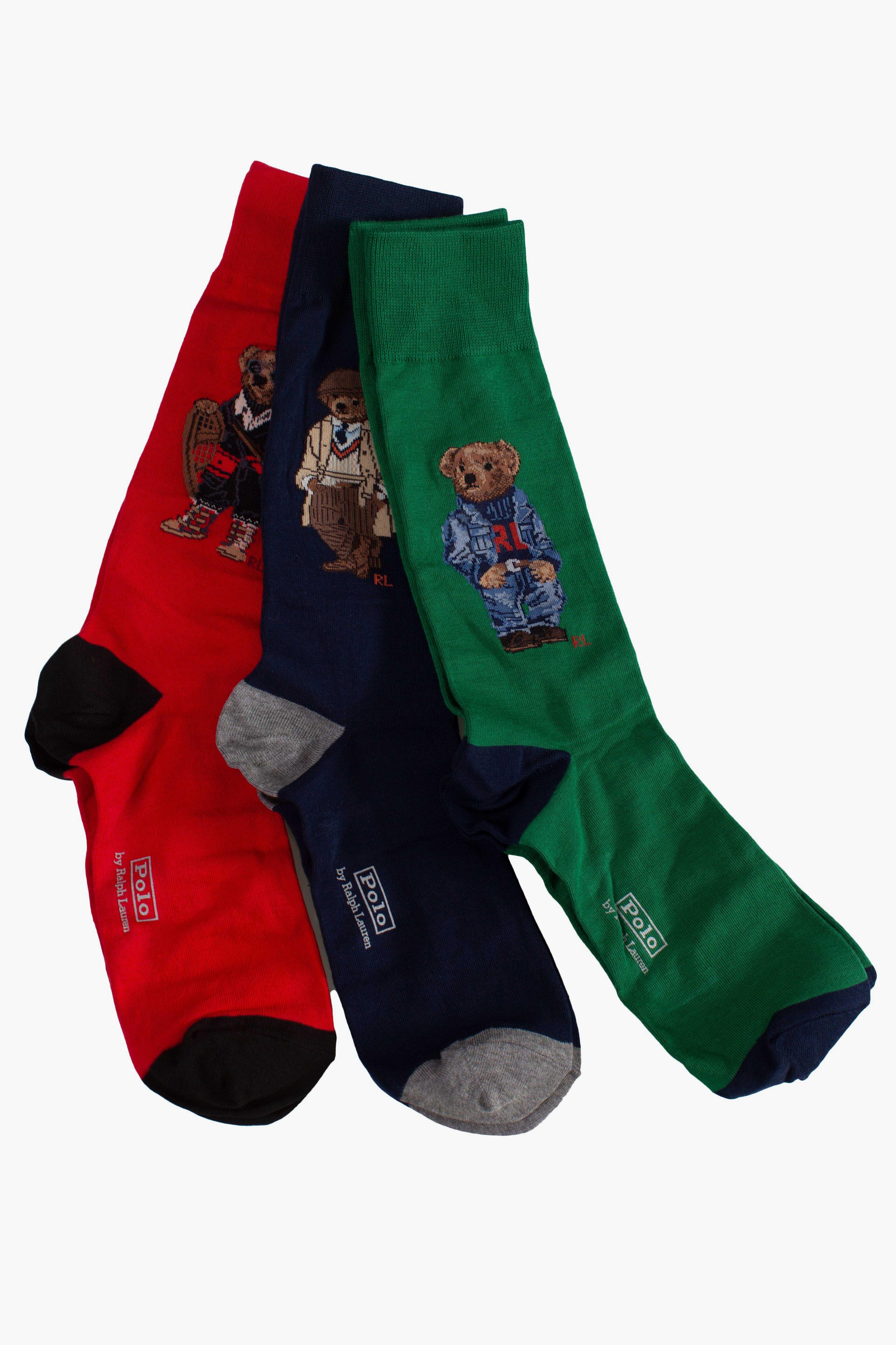 Set regalo 3 paia di calze Polo Bear green navy red 449P04717001 POLO RALPH LAUREN