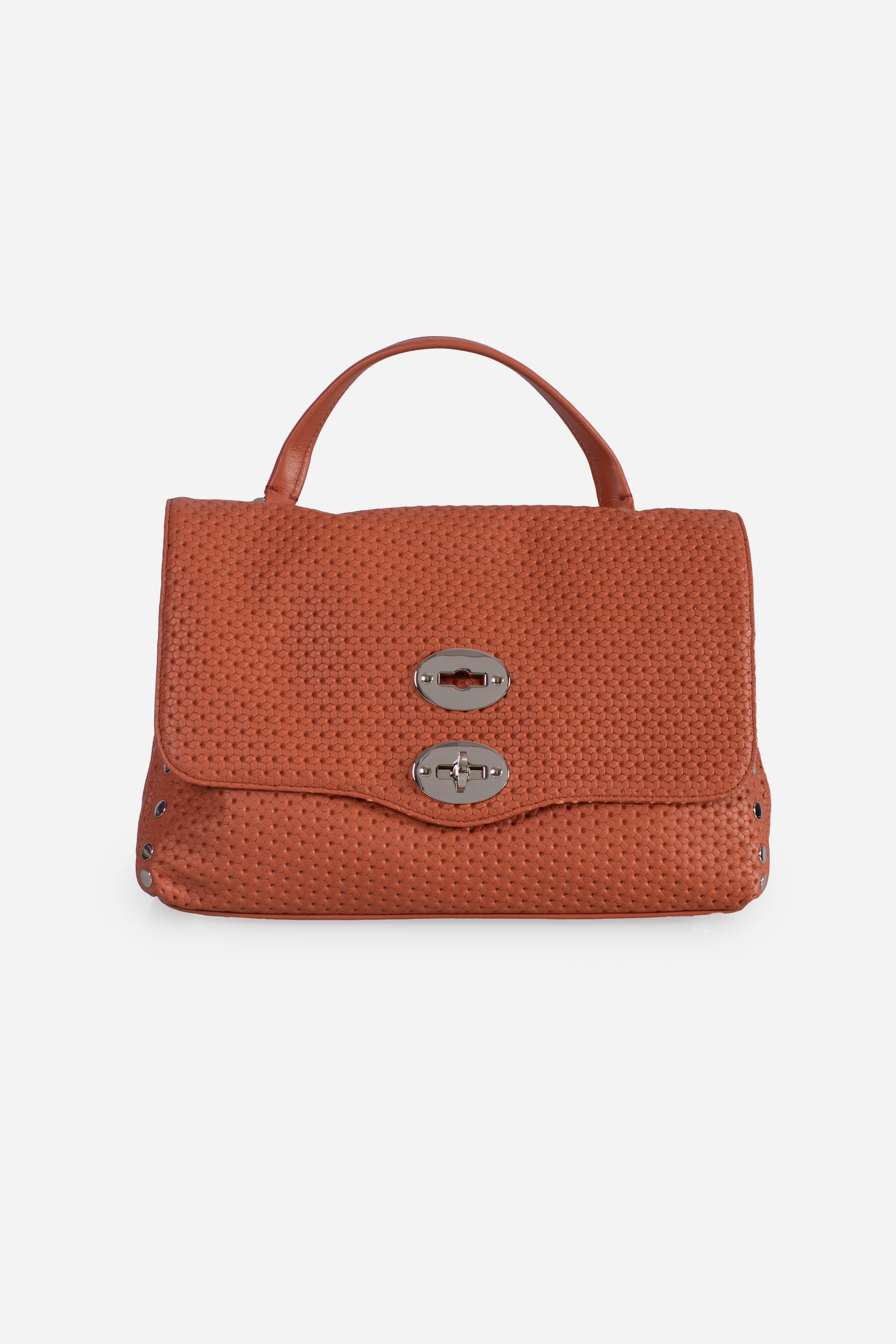 Borsa Postina S effetto intrecciato brown brandy 0680102190000SZ0203 ZANELLATO