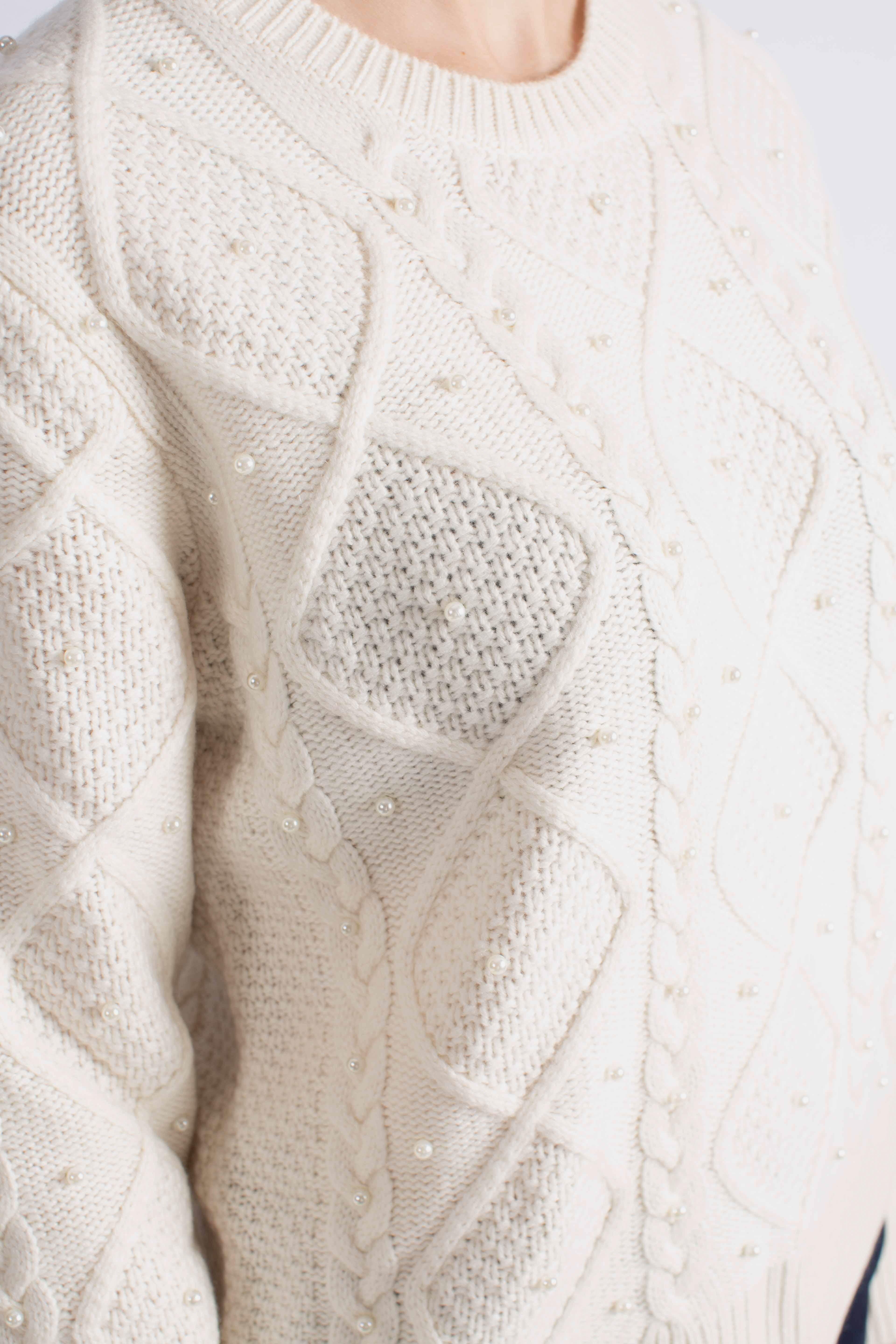 Maglia white con Treccia e Perline MALM000300386I MC2 SAINT BARTH