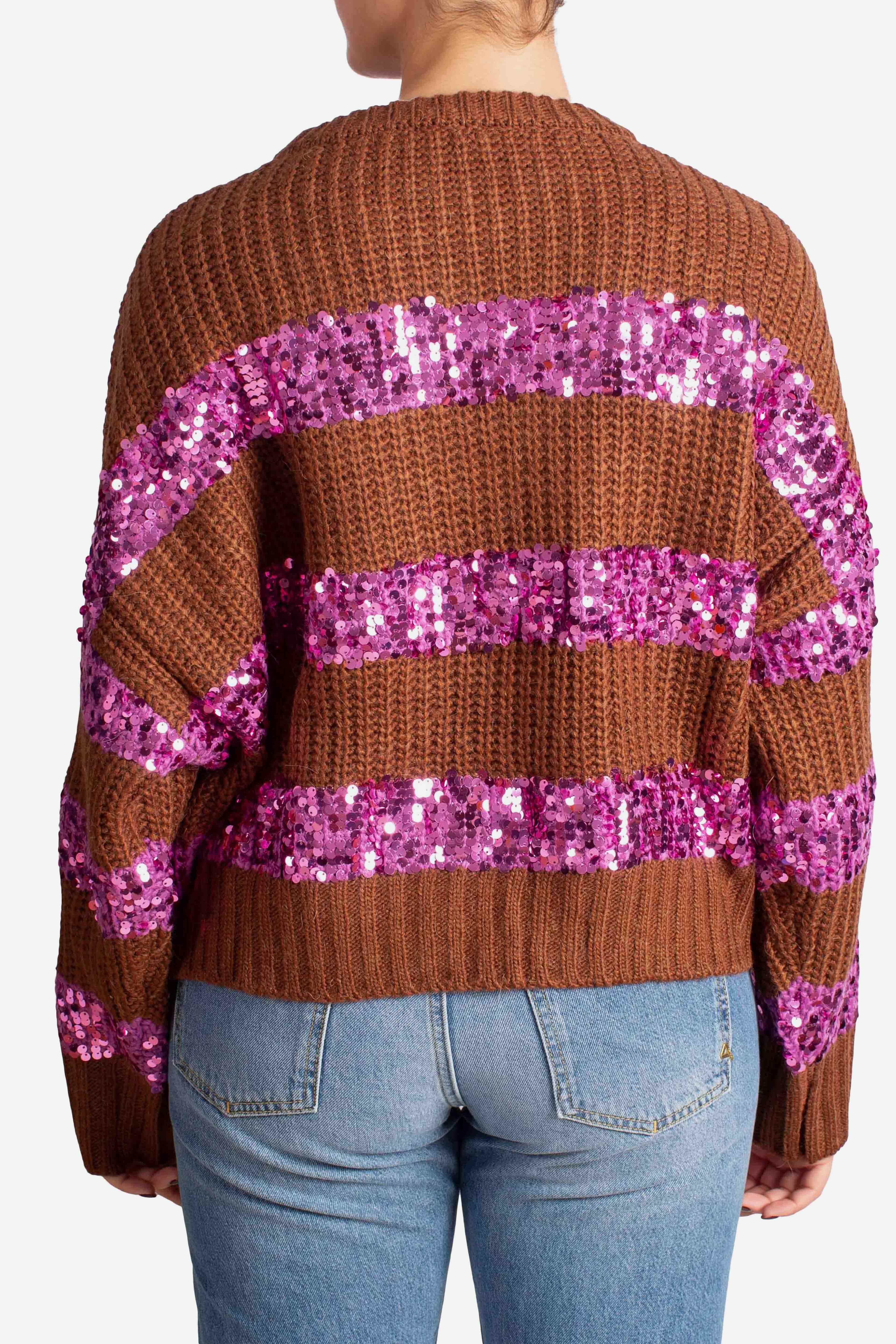 Maglione con paillettes tabacco M744Y027A1811 DIXIE