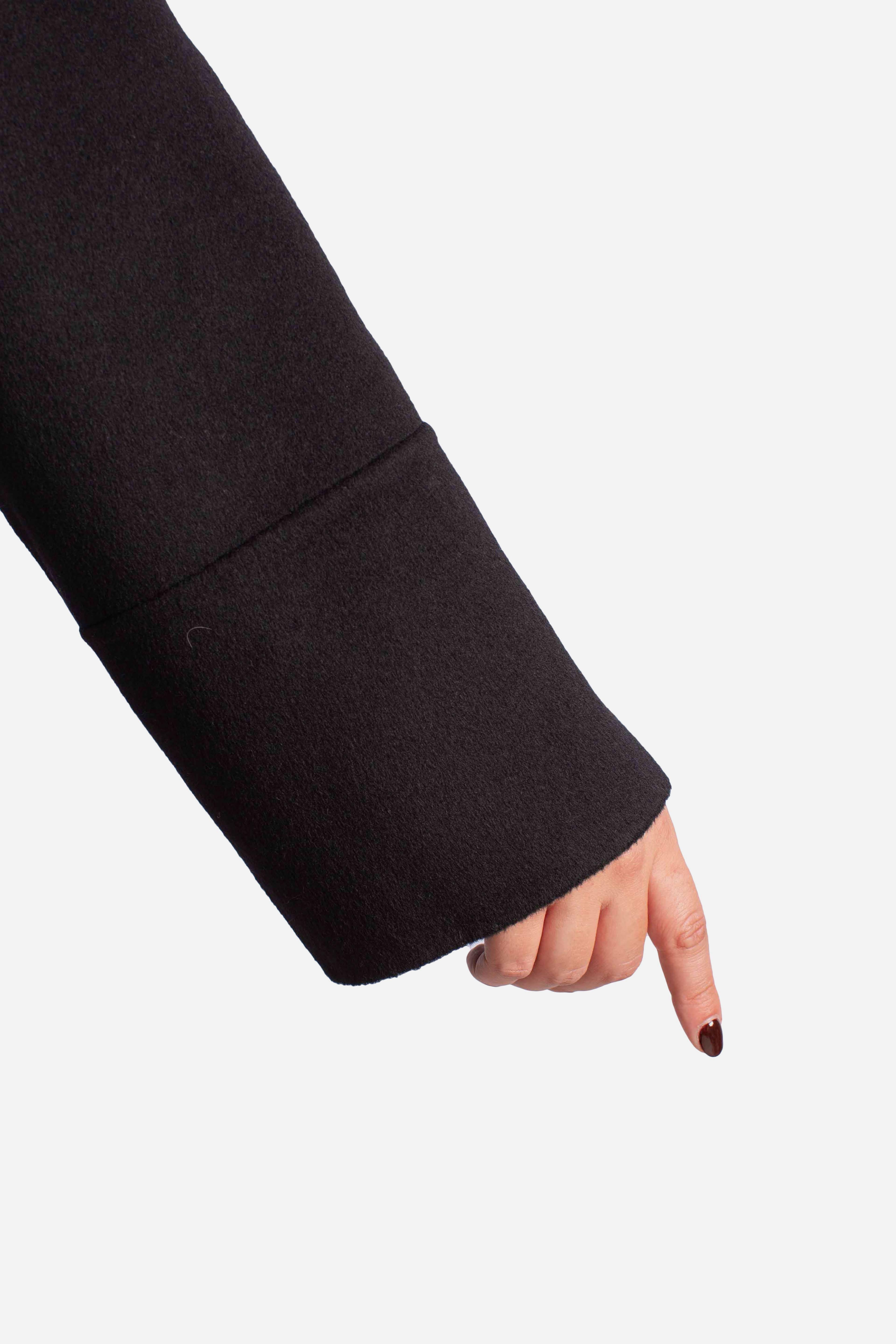 Cappotto lungo con cappuccio e cintura nero K330Y006A1900 DIXIE