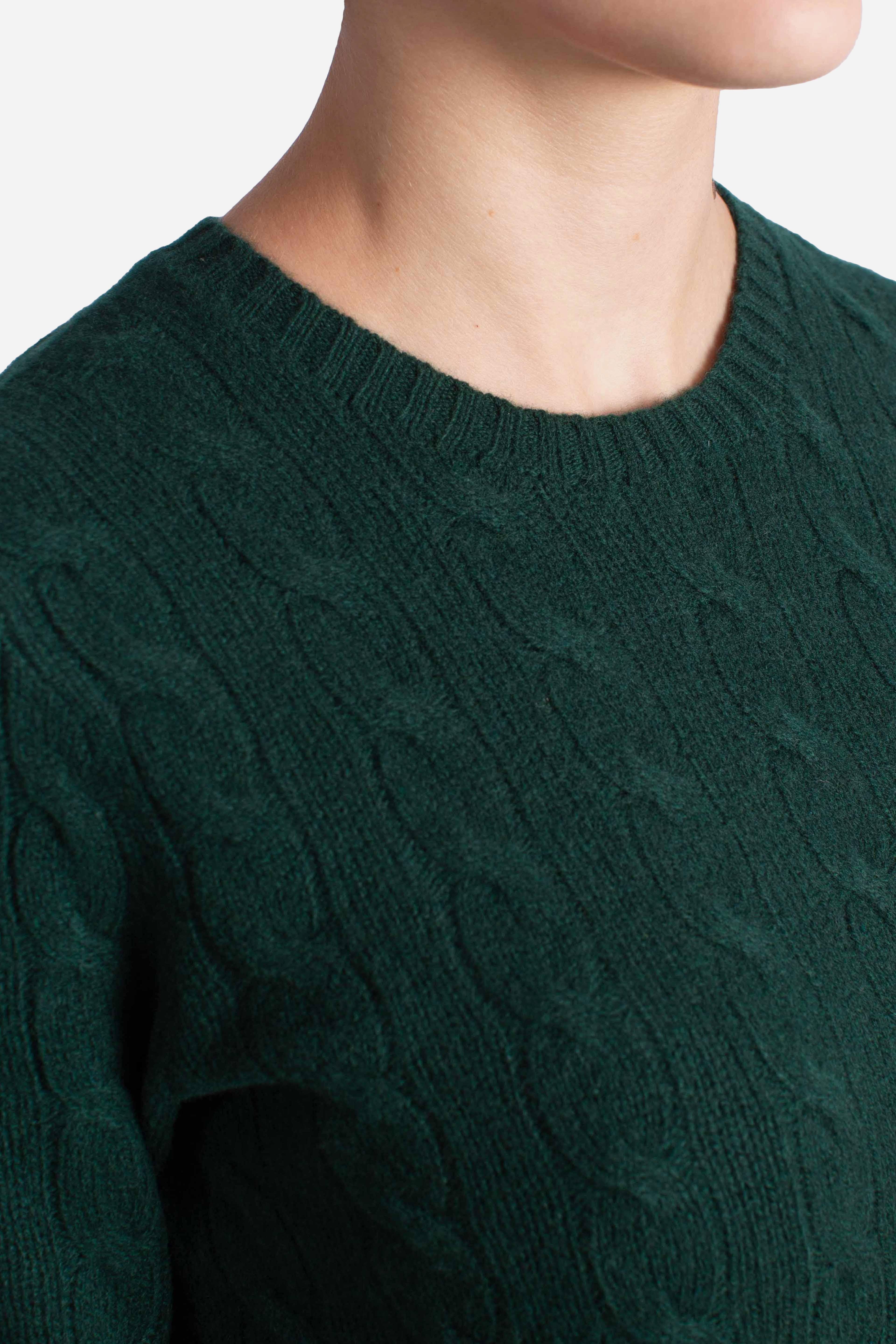 Girocollo in lana e cashmere a trecce green 211971865009 POLO RALPH LAUREN