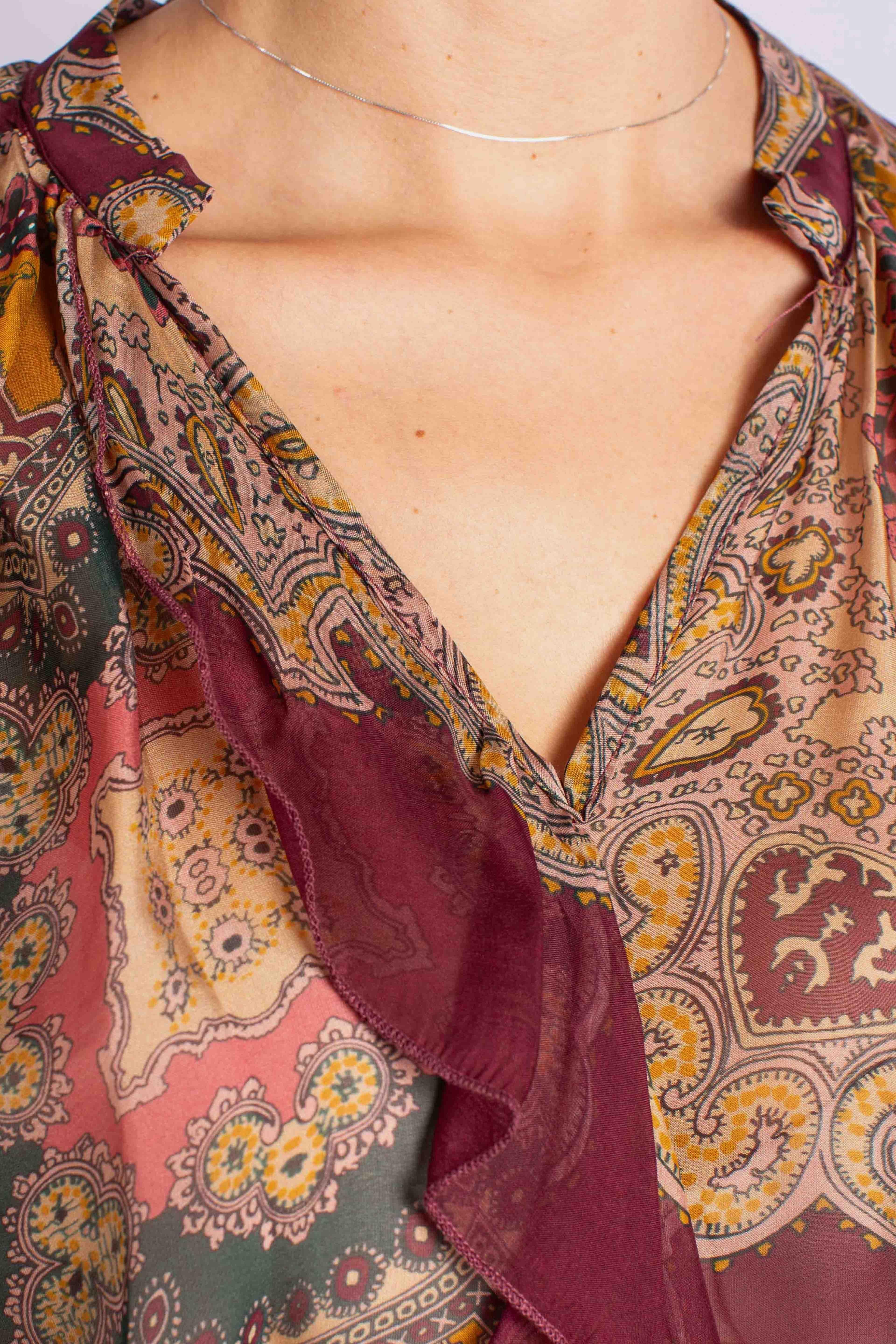 Camicia in Viscosa e Seta con Stampa Paisley C207Y015A3998 DIXIE