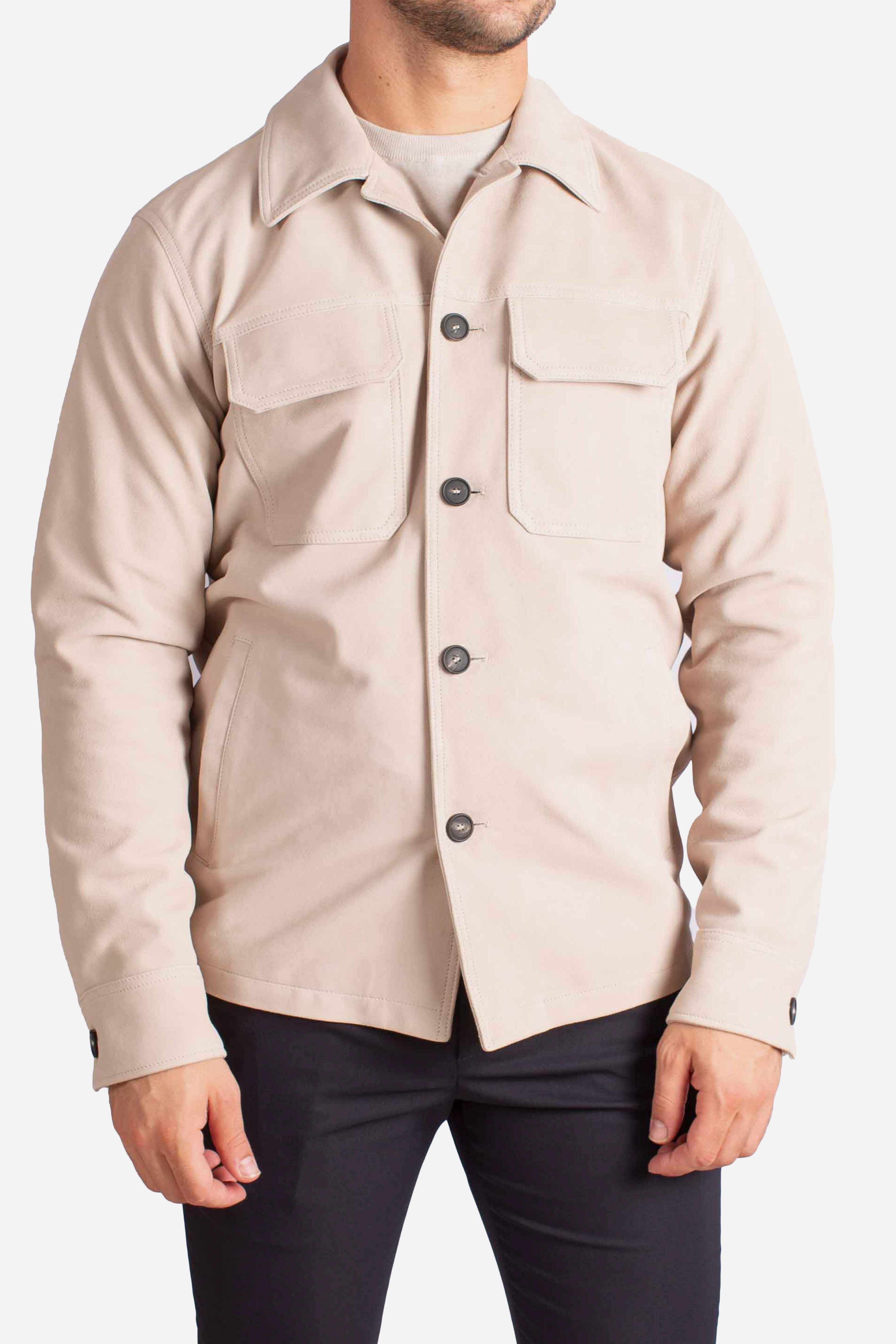 Giacca Camicia in Suede perla WALKERCHI2501PERLA TAGLIATORE