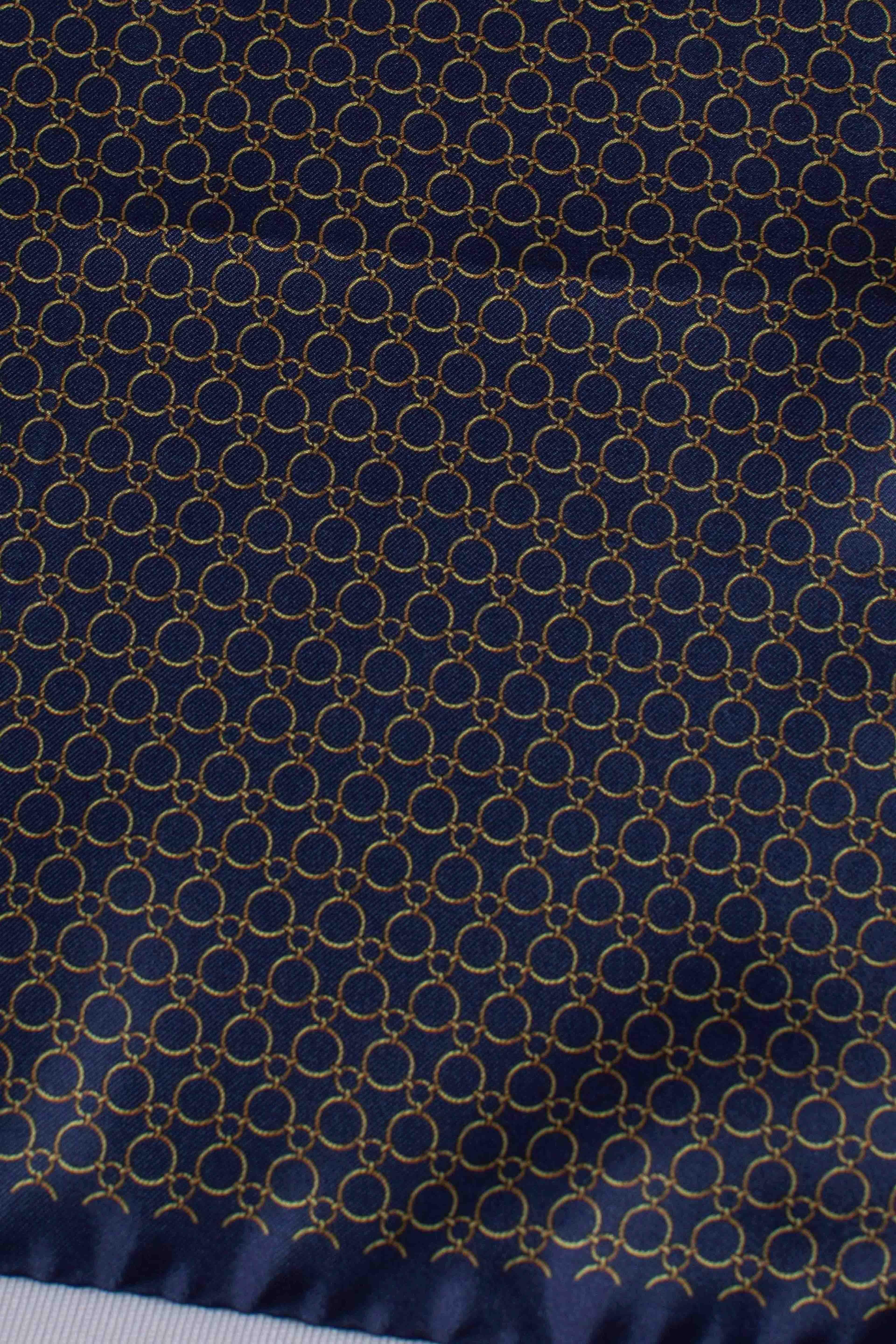 Pochette in seta stampa dandy catena oro blu SC19148100 FEFE'