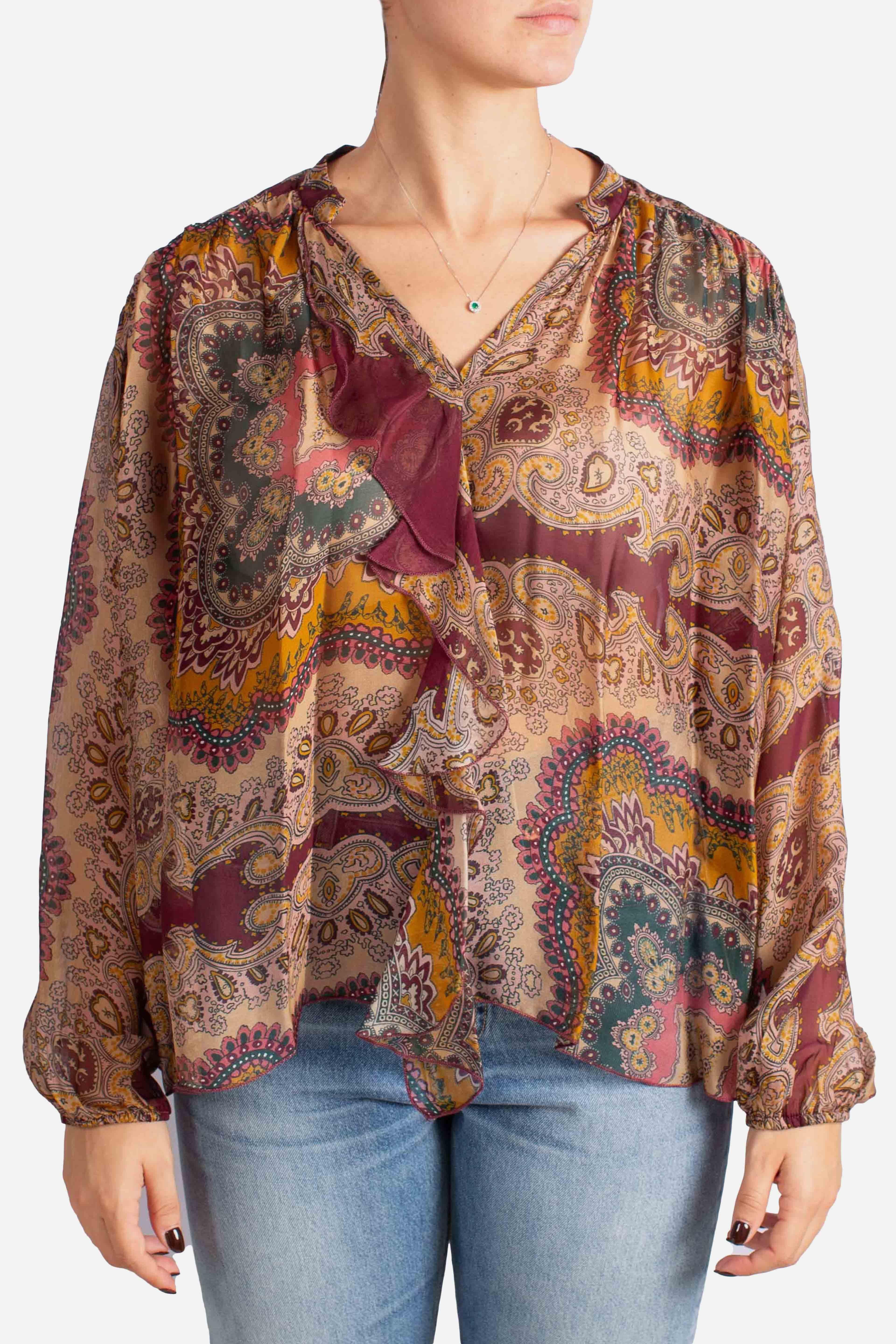Camicia in Viscosa e Seta con Stampa Paisley C207Y015A3998 DIXIE