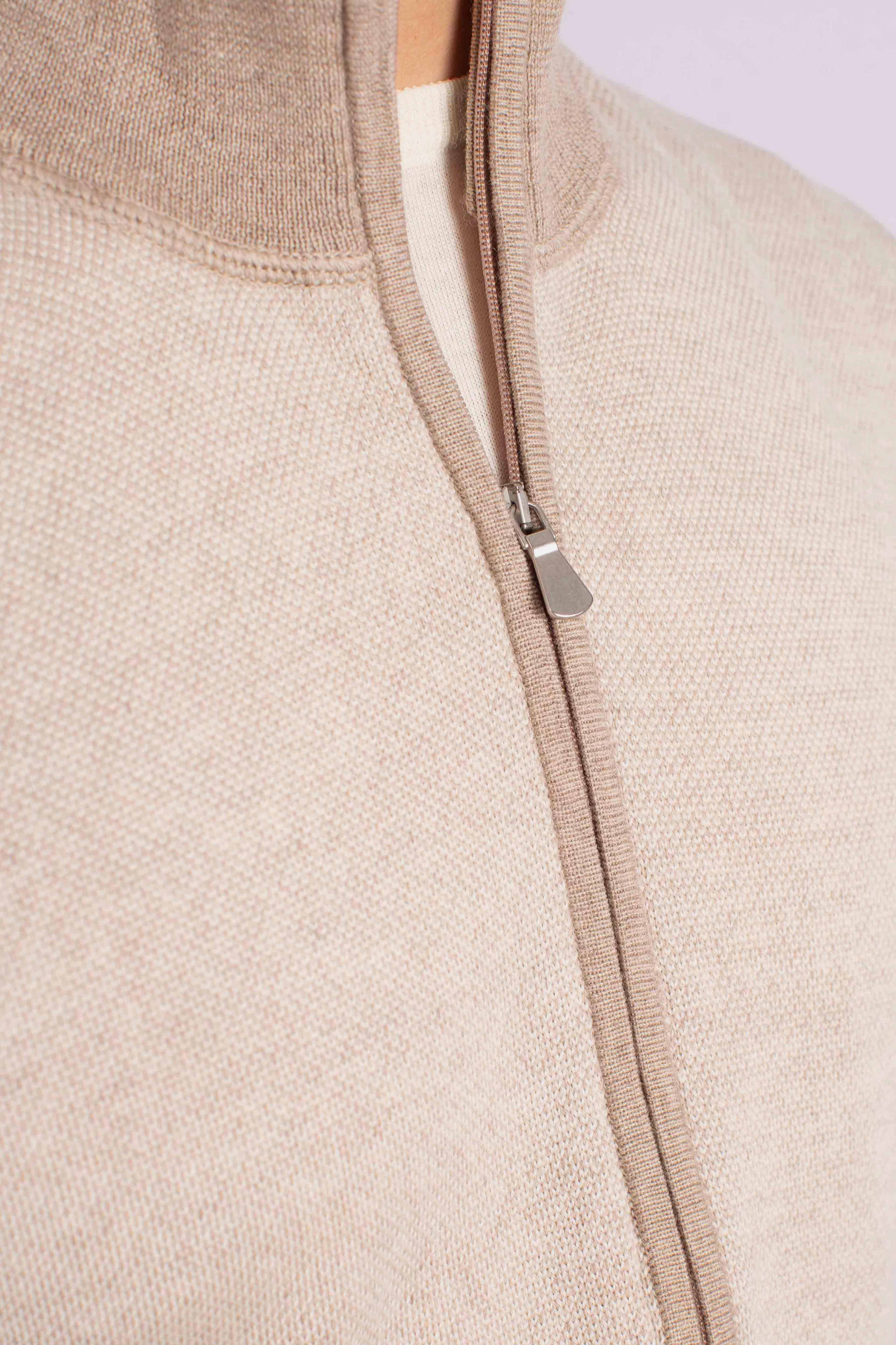 Cardigan Uomo con Zip in Lana beige 5711414241018 GRAN SASSO