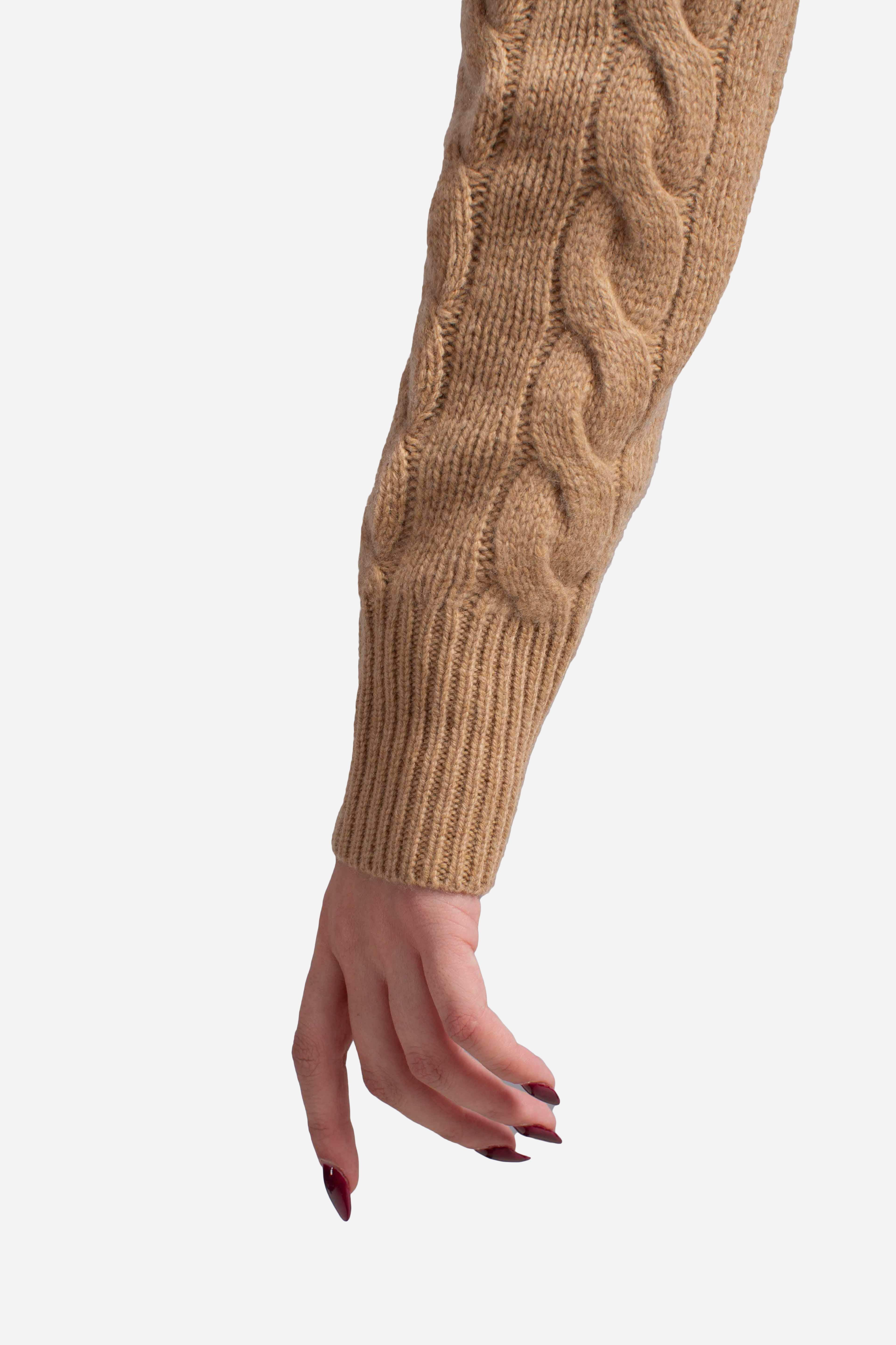 Cardigan a trecce in lana e cashmere camel 211972104001 POLO RALPH LAUREN