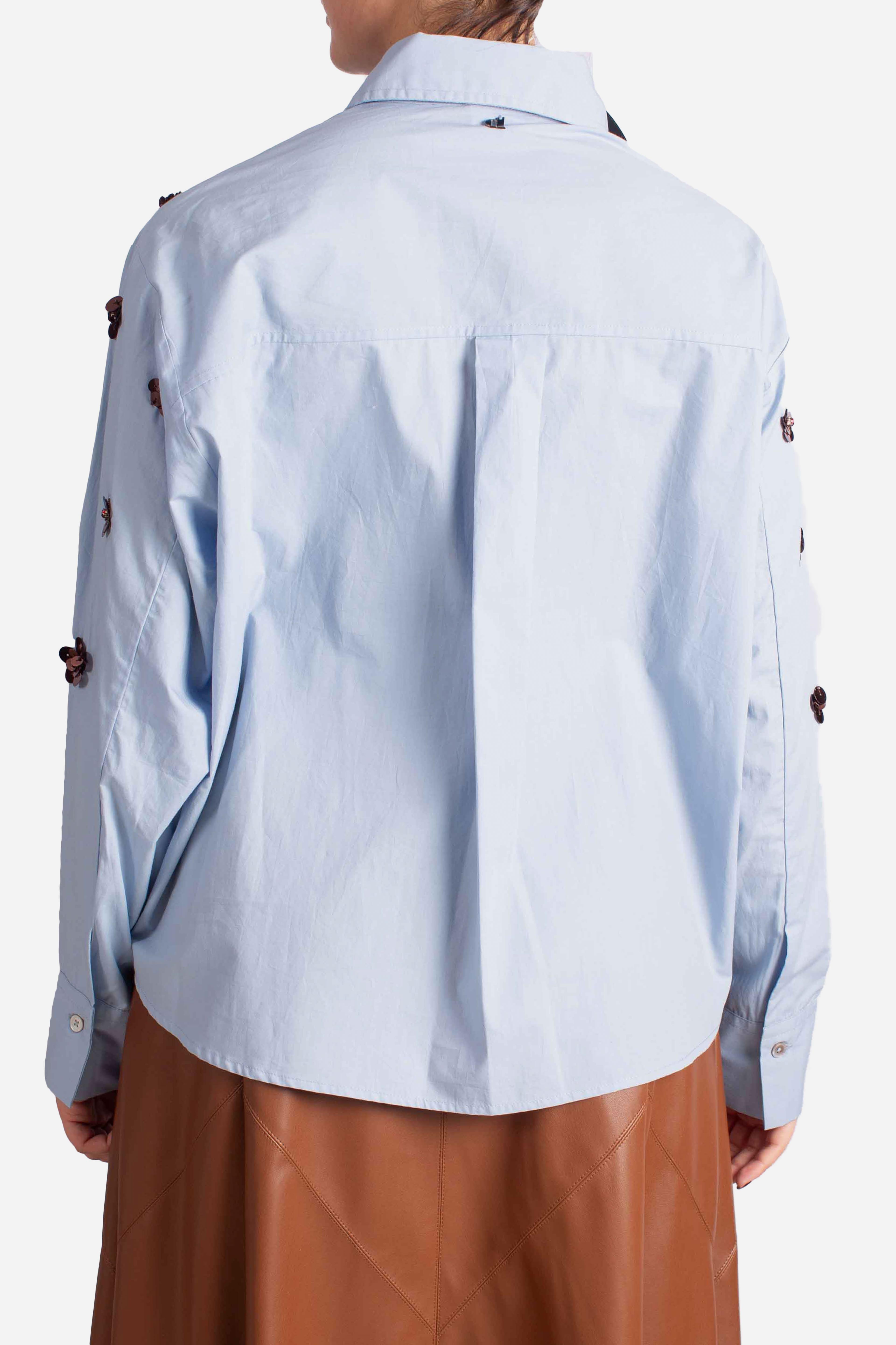 Camicia azzurra con fiori paillettati C844Y005A1500 DIXIE