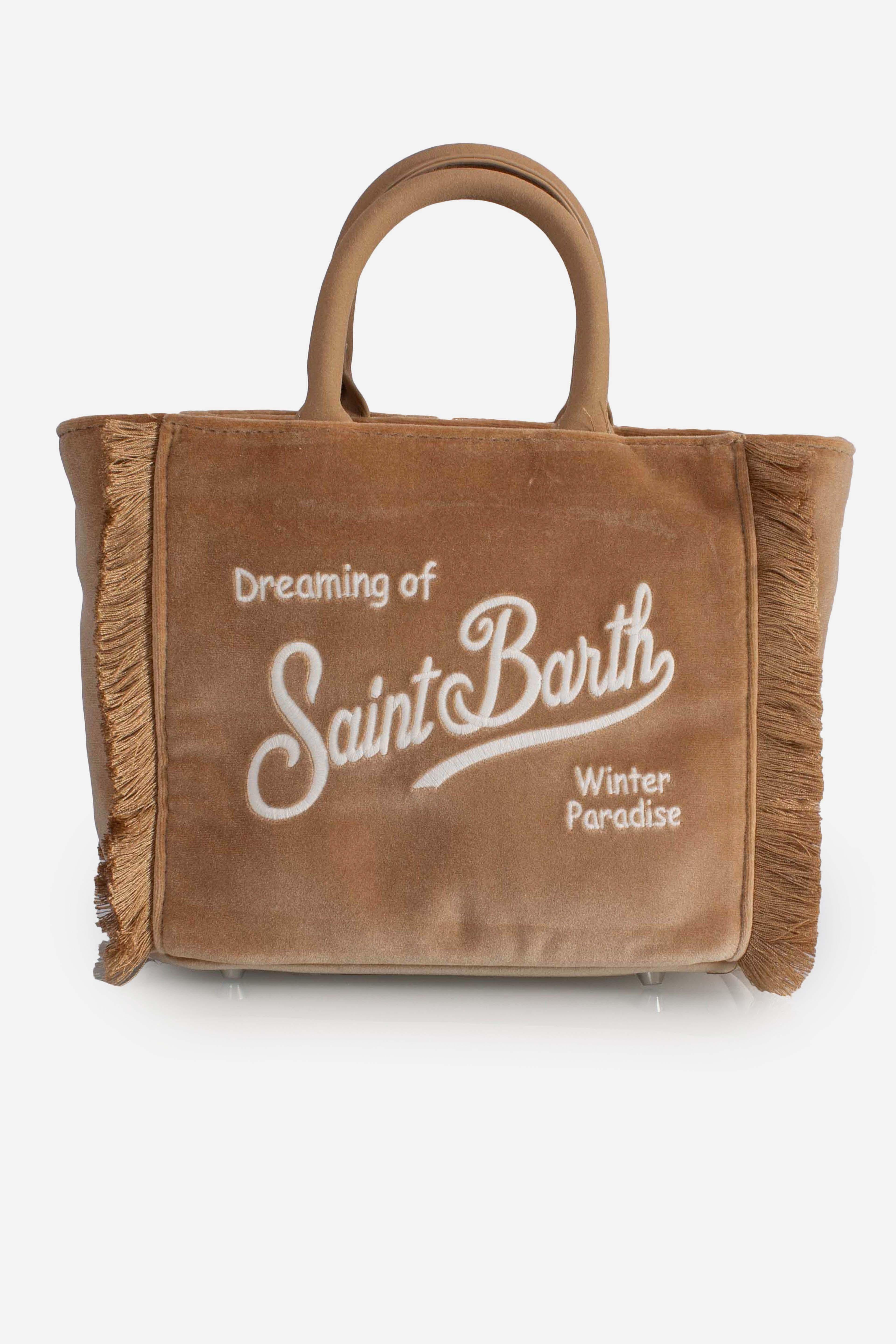 Borsa Vanity mini velvet Dreaming of Saint Barth Winter Paradise beige VAMI02700296I MC2 SAINT BARTH