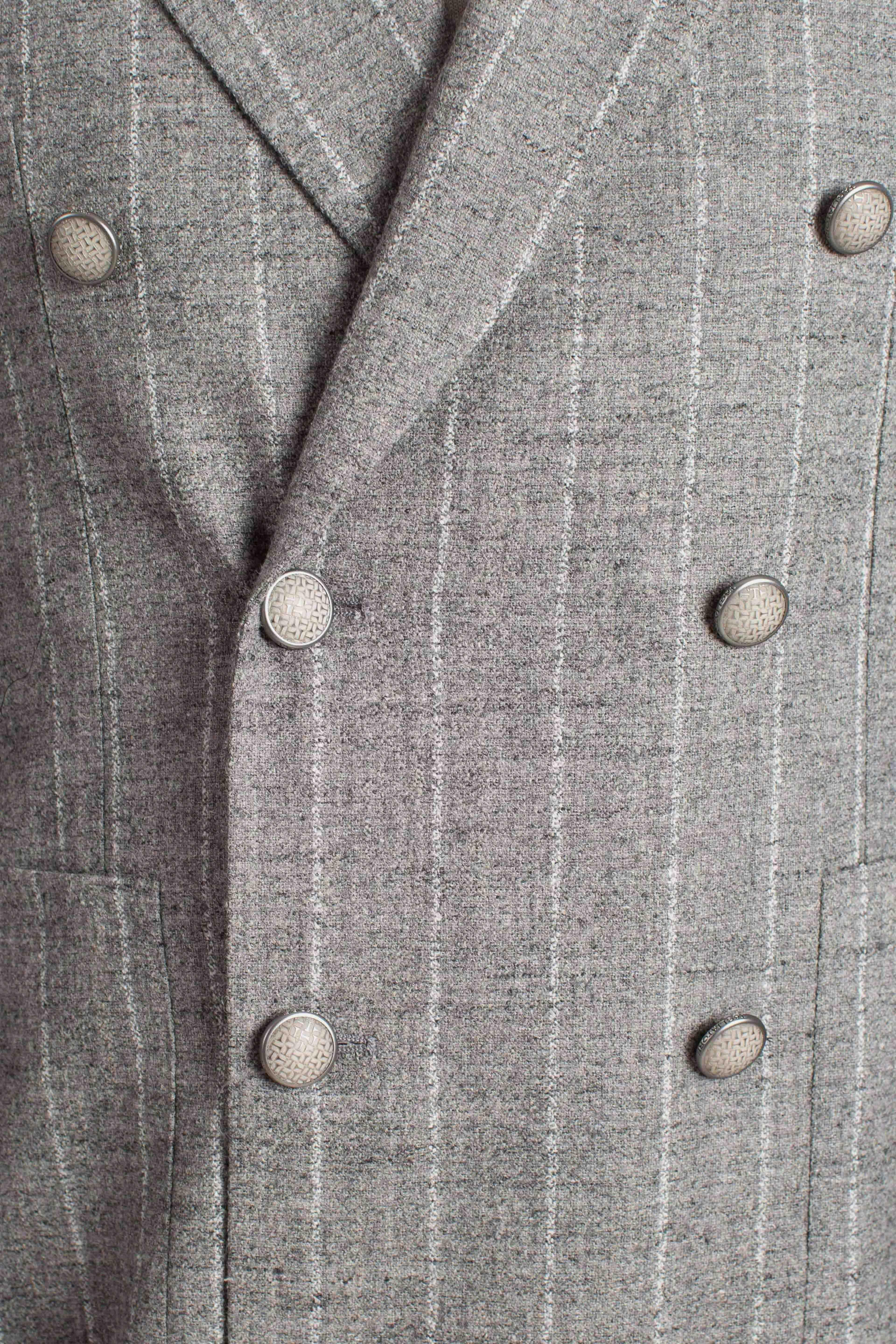 Giacca doppiopetto gessata grigio perla 1SMC20K850012P1249 TAGLIATORE