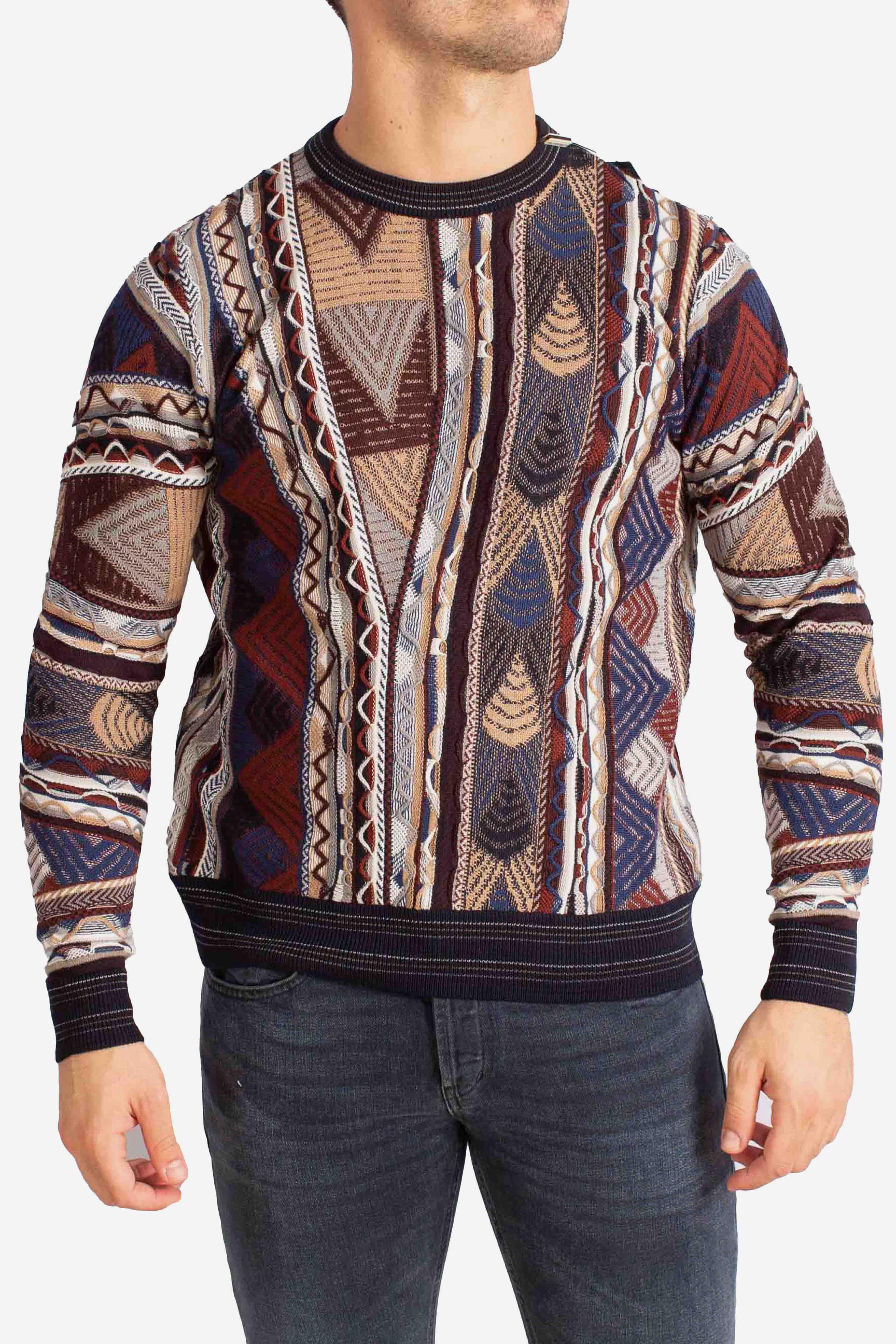 Maglia Uomo Multicolor Geometrica brown 32091710G0731 LORENZONI