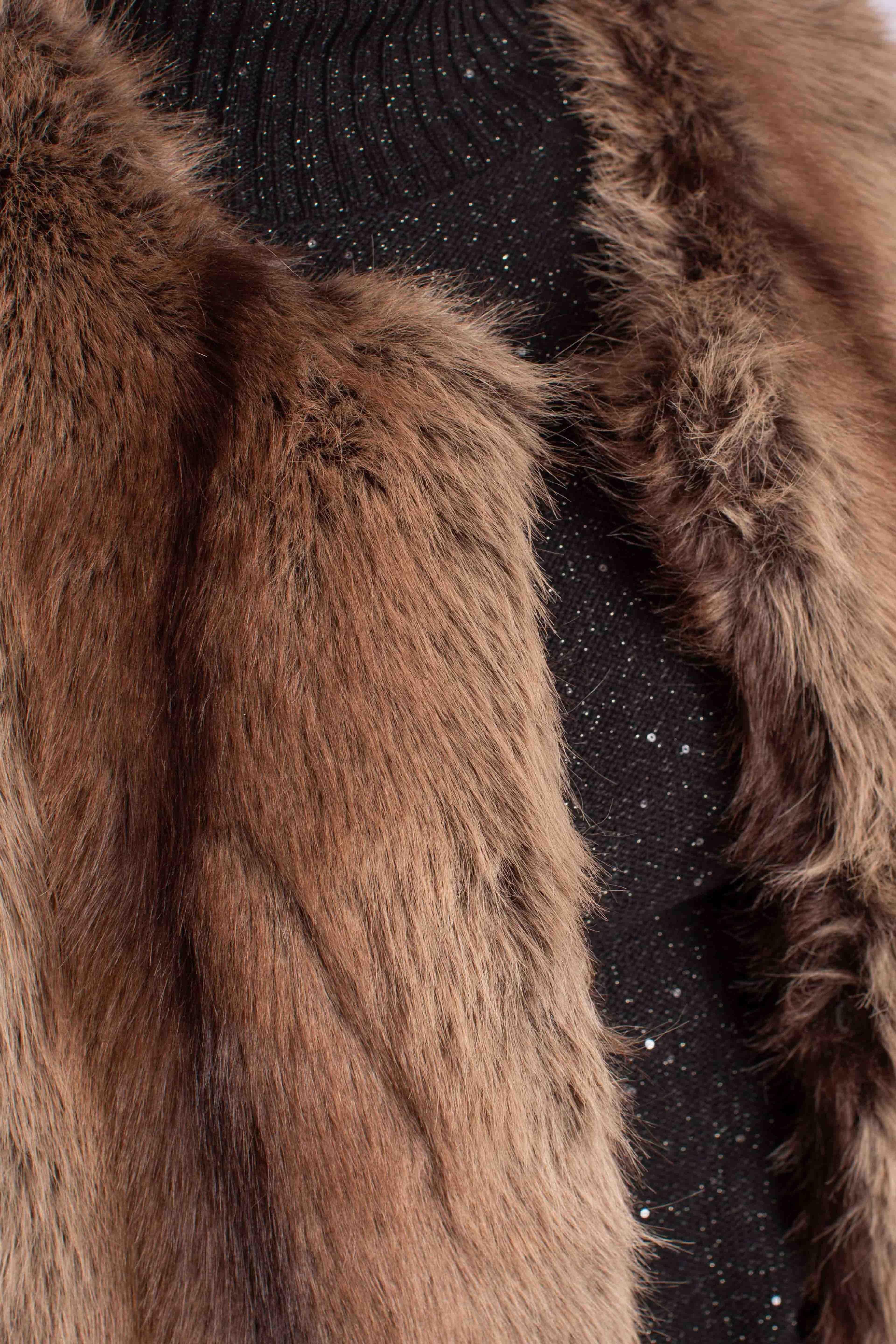 Gilet lungo in eco-pelliccia color marrone L330Y002A3998 DIXIE