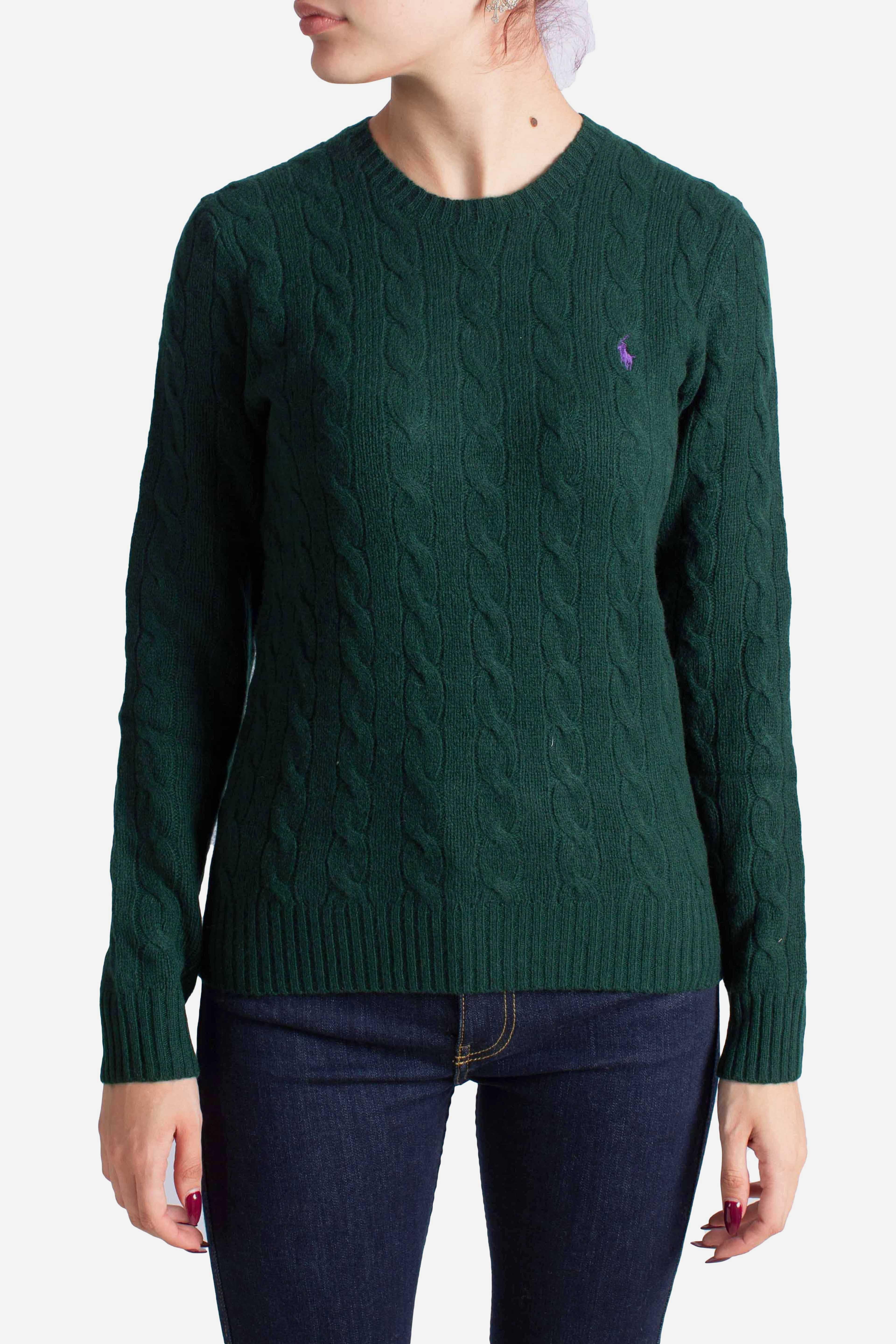 Girocollo in lana e cashmere a trecce green 211971865009 POLO RALPH LAUREN