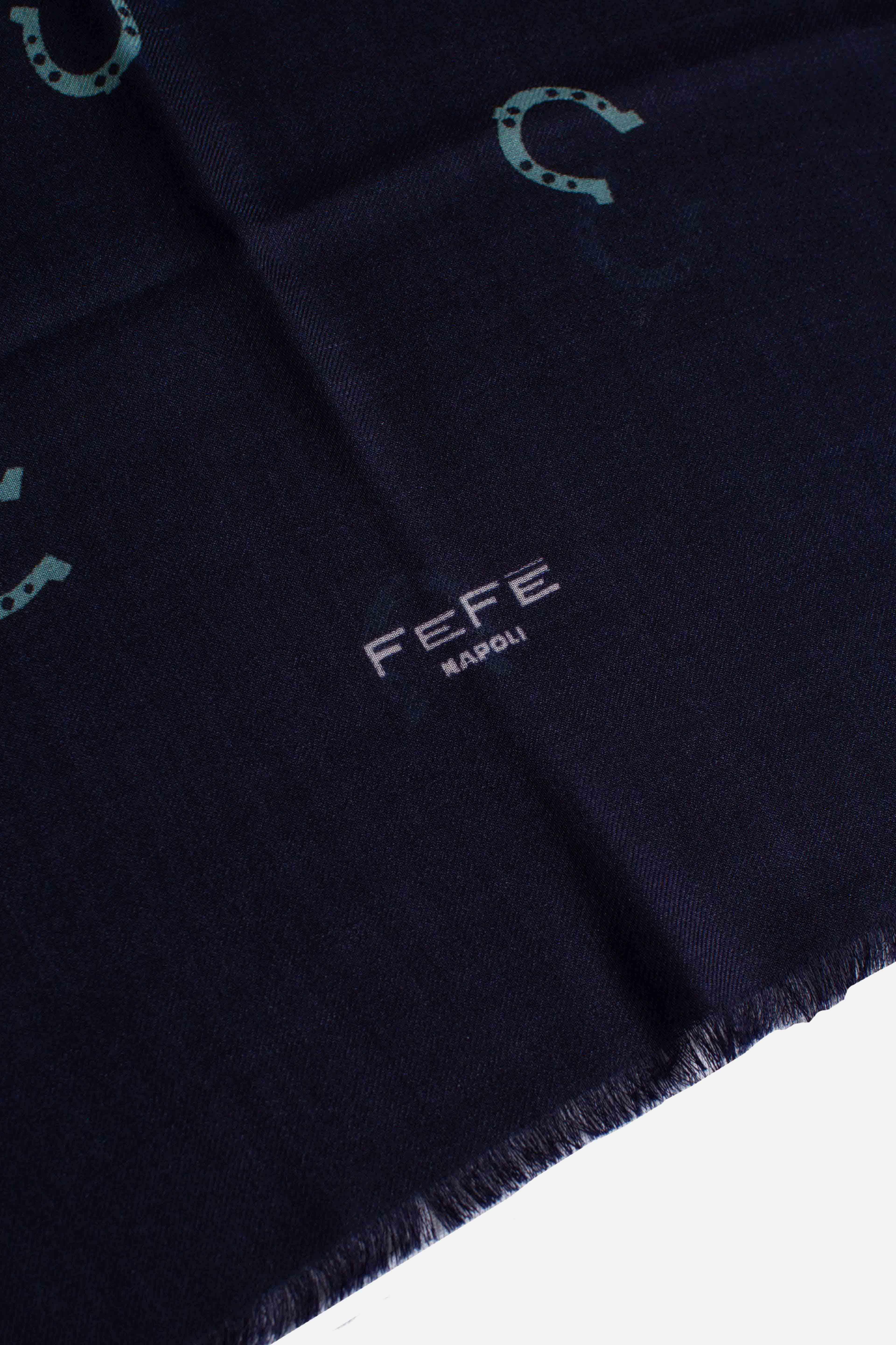 Sciarpa Unisex con stampa ferro di cavallo blu SCDNFERROC1 FEFE'