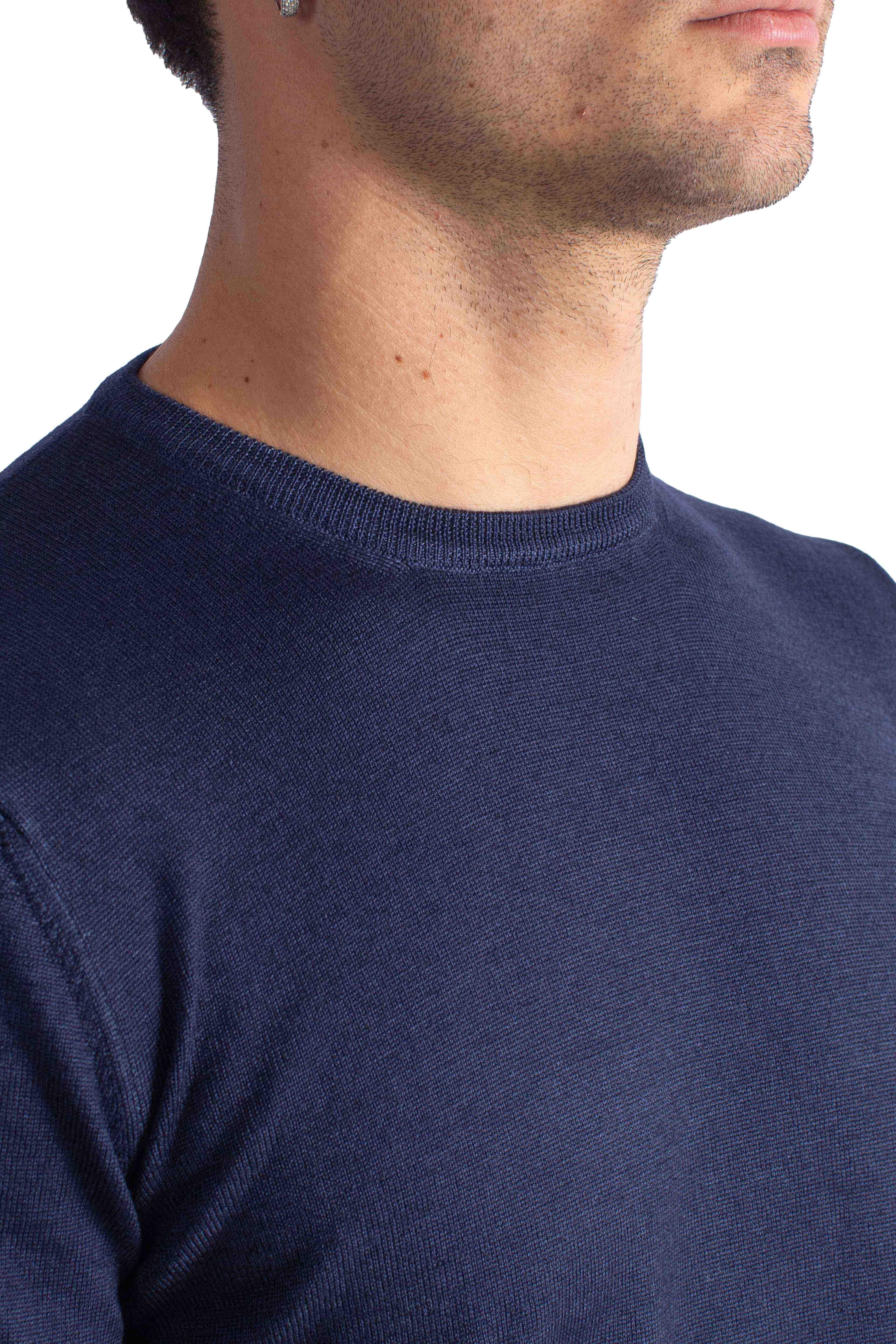 Maglia Girocollo in Lana Merino Extrafine blu avio 5516722792905 GRAN SASSO