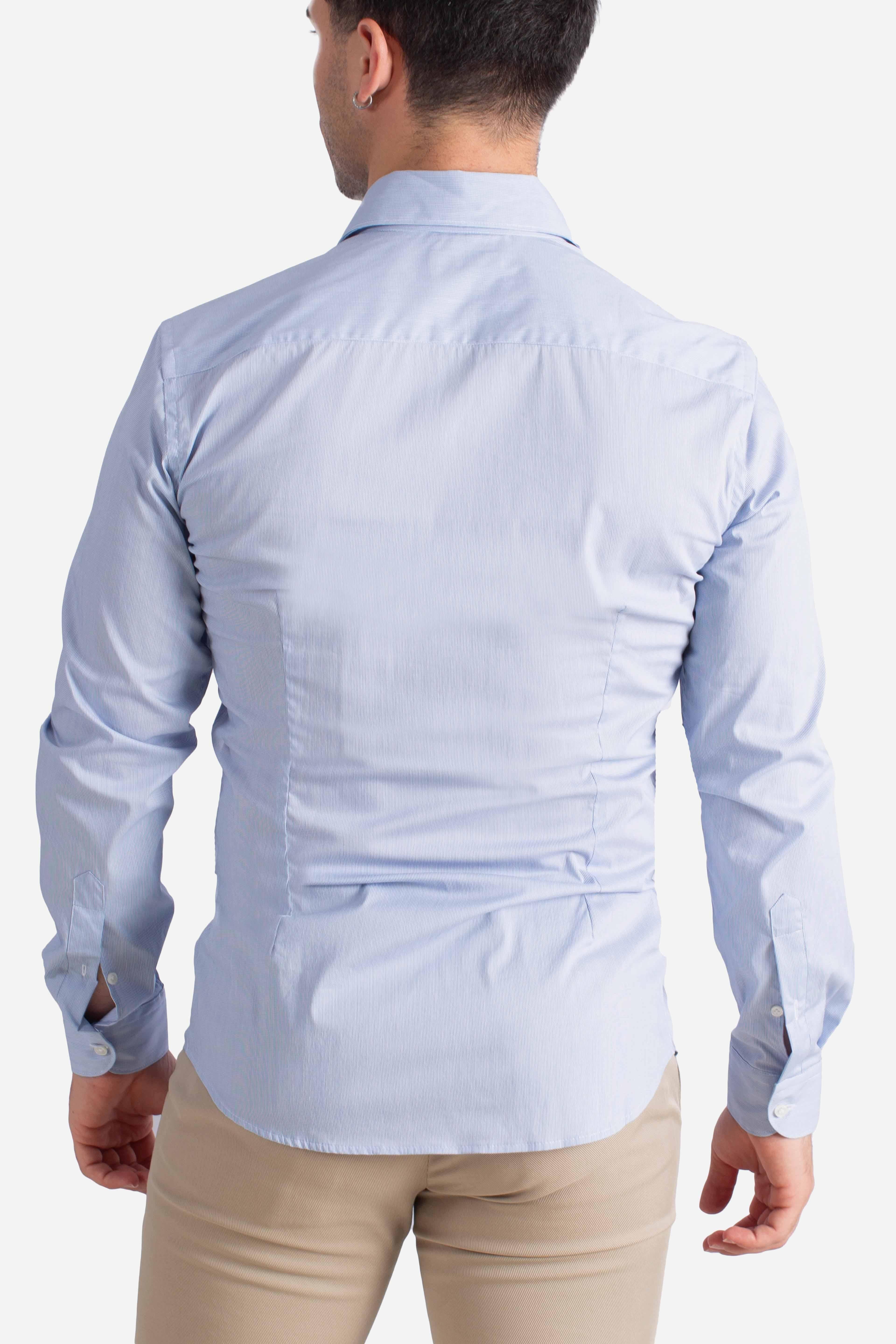 Camicia Uomo blu Stretch Microfantasia botton down NCMA150258SXAFU805 FAY