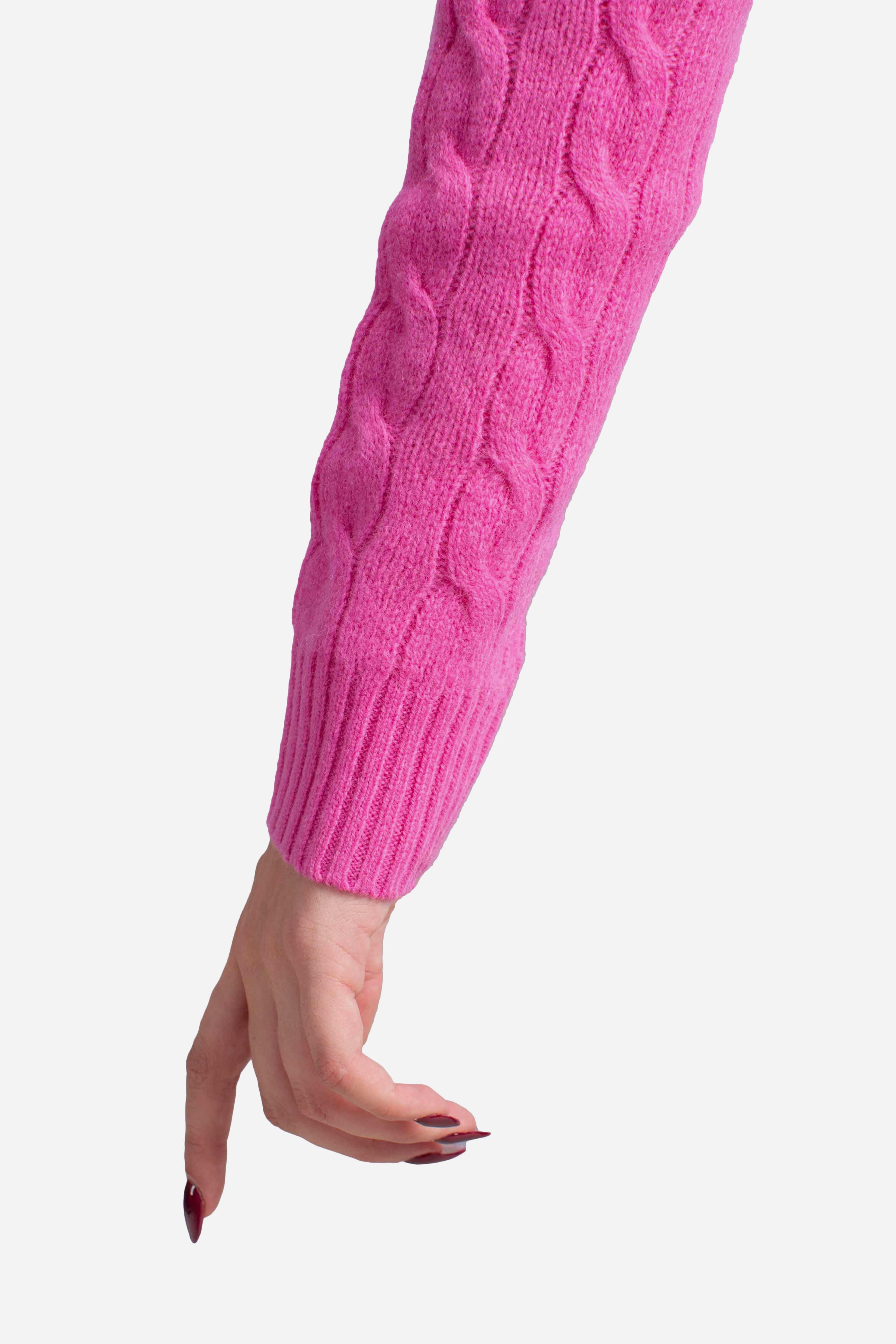 Girocollo in lana e cashmere a trecce pink 211971865008 POLO RALPH LAUREN