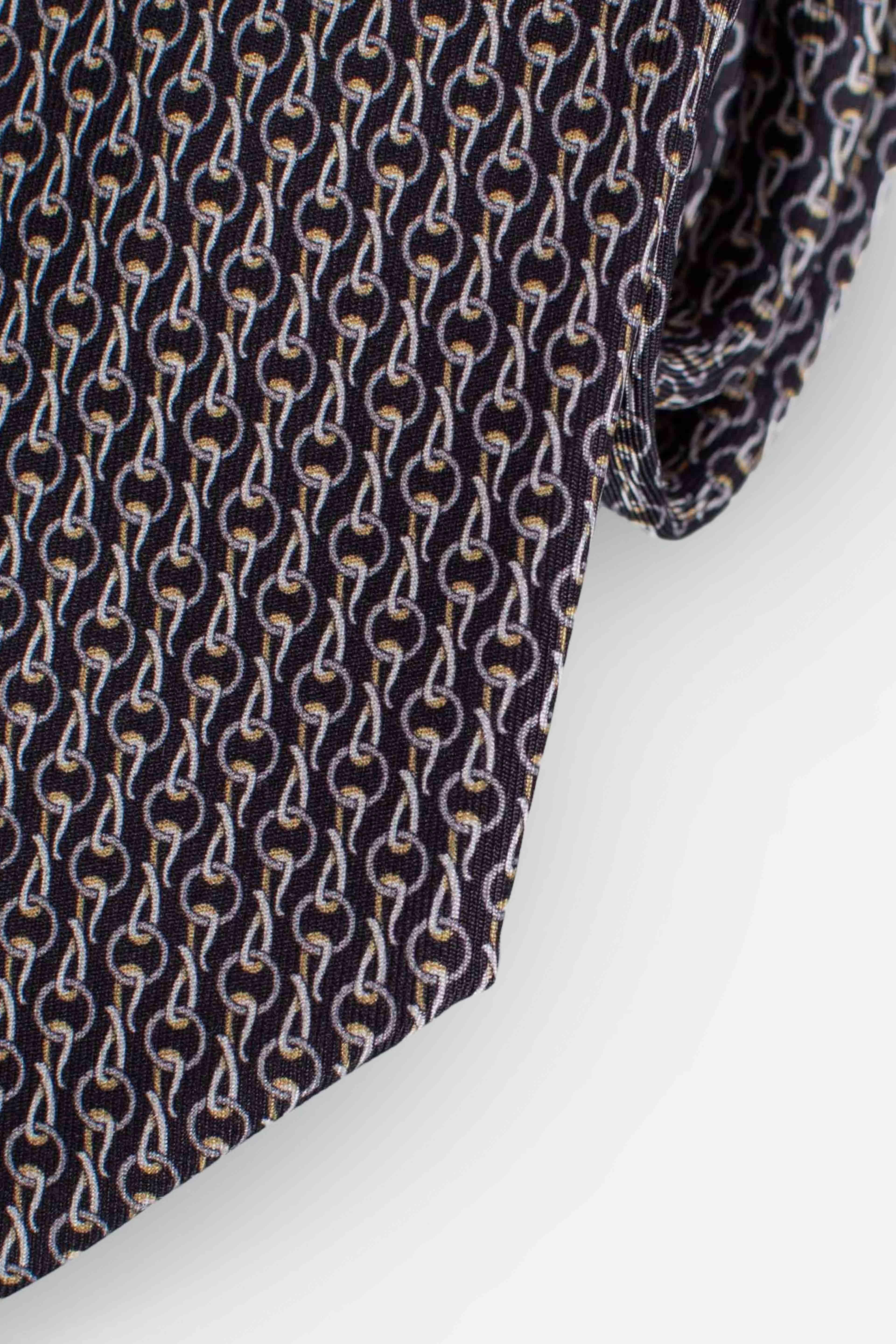 Cravatta in seta catene nero grigio CRIJ47101 FEFE'