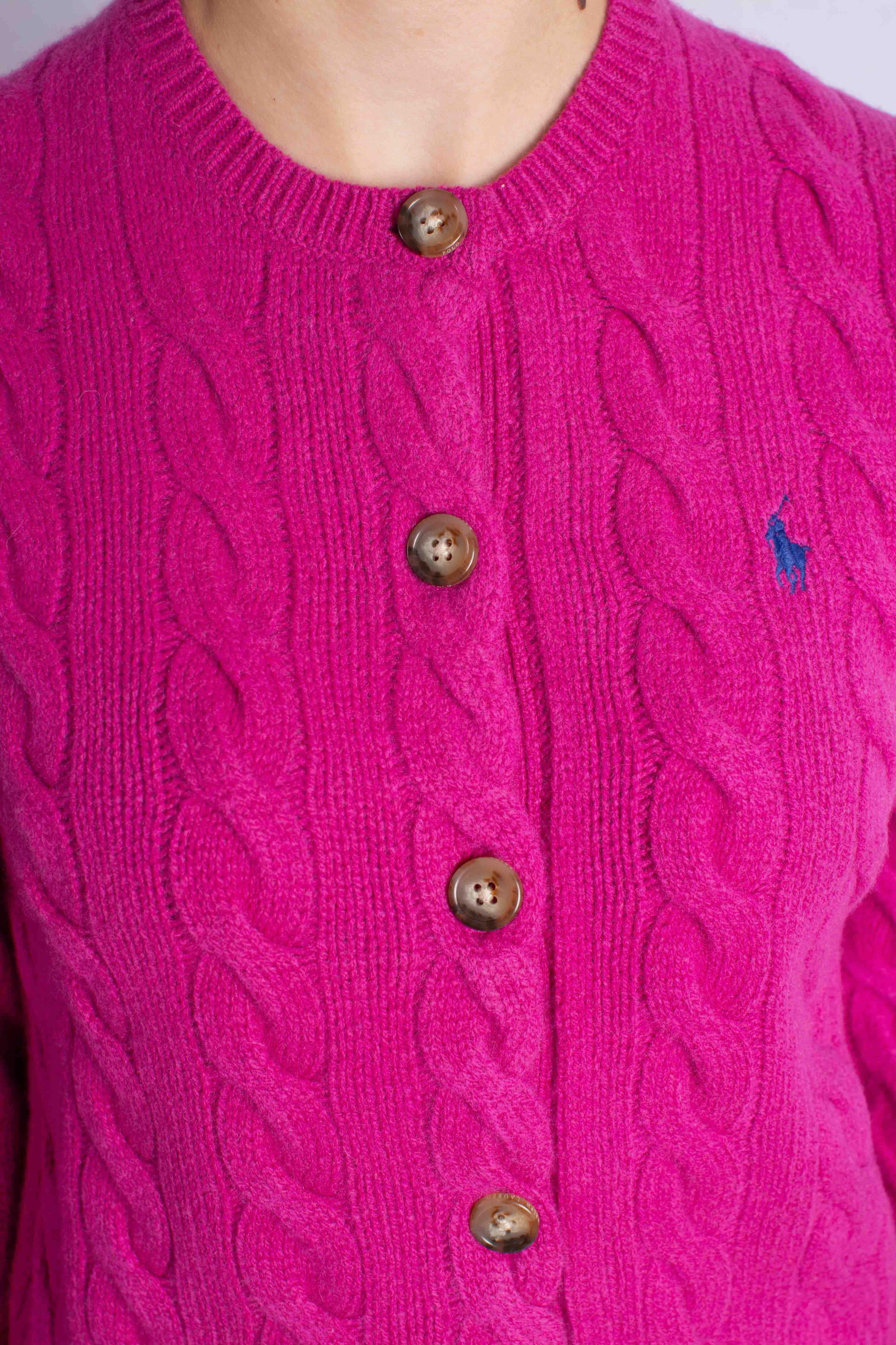 Cardigan a trecce in lana e cashmere pink 211972104006 POLO RALPH LAUREN