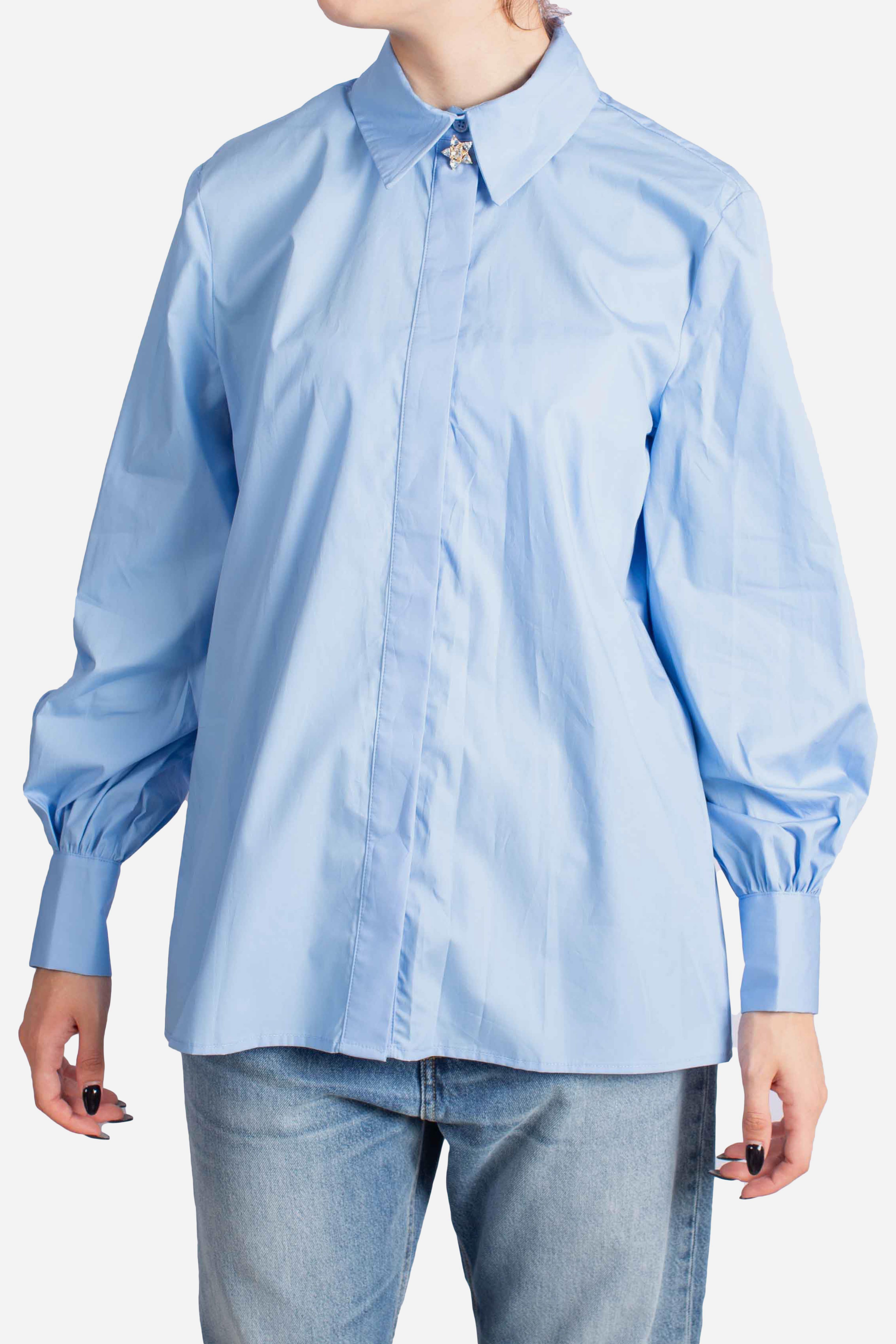 Camicia Celeste con Dettaglio Gioiello CEZHYAAA1550 DIXIE